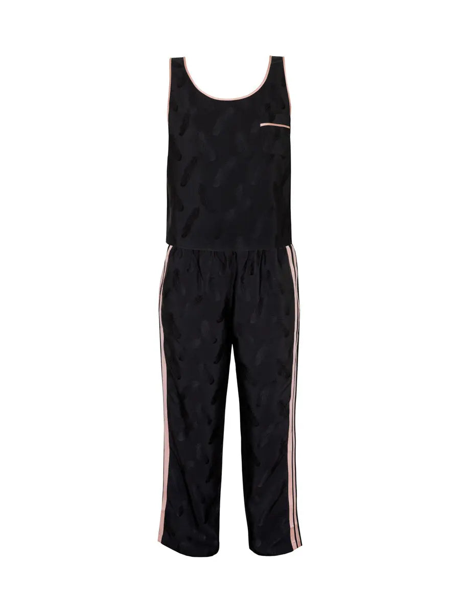 Black and Pink Feather Silk Kea Tank Top Morgan Lane