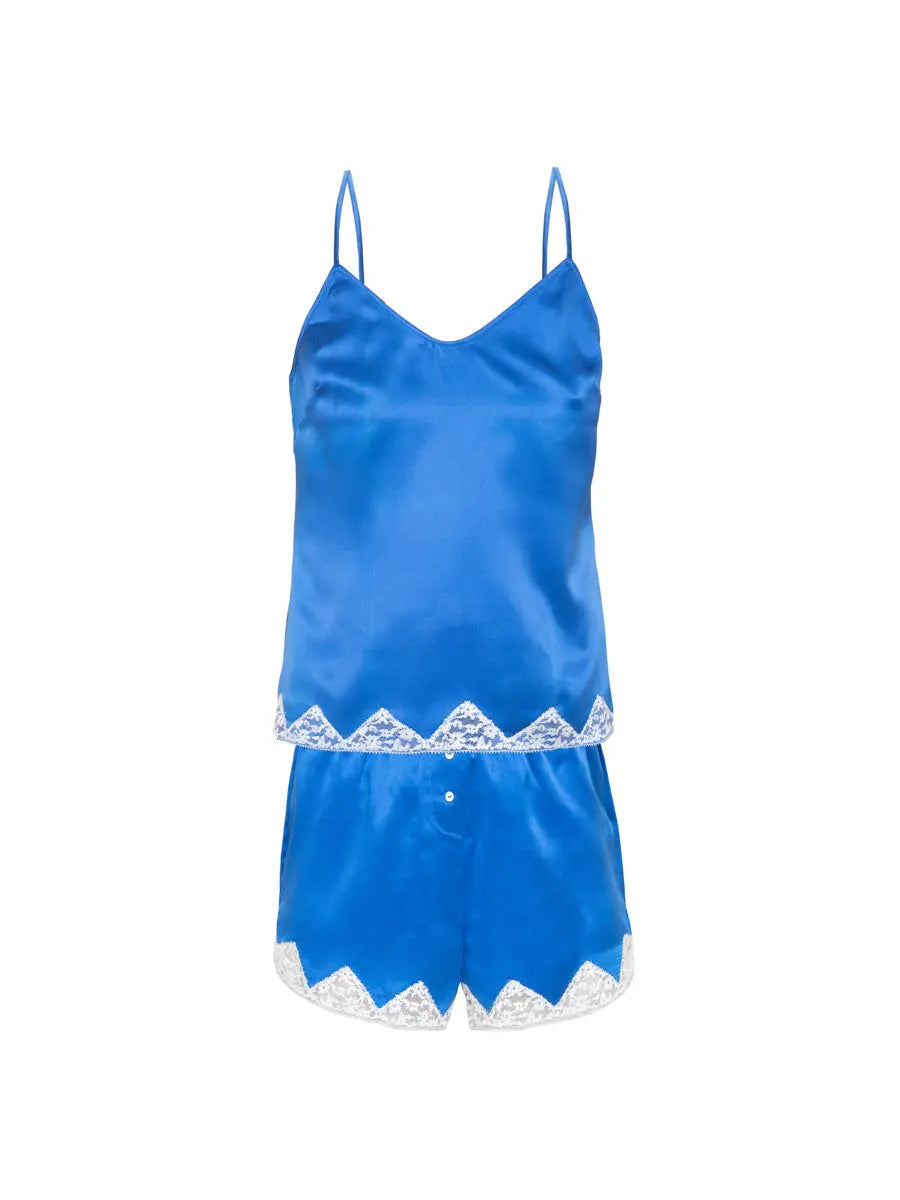 Blue Lace and Silk Cami PJ Top Morgan Lane