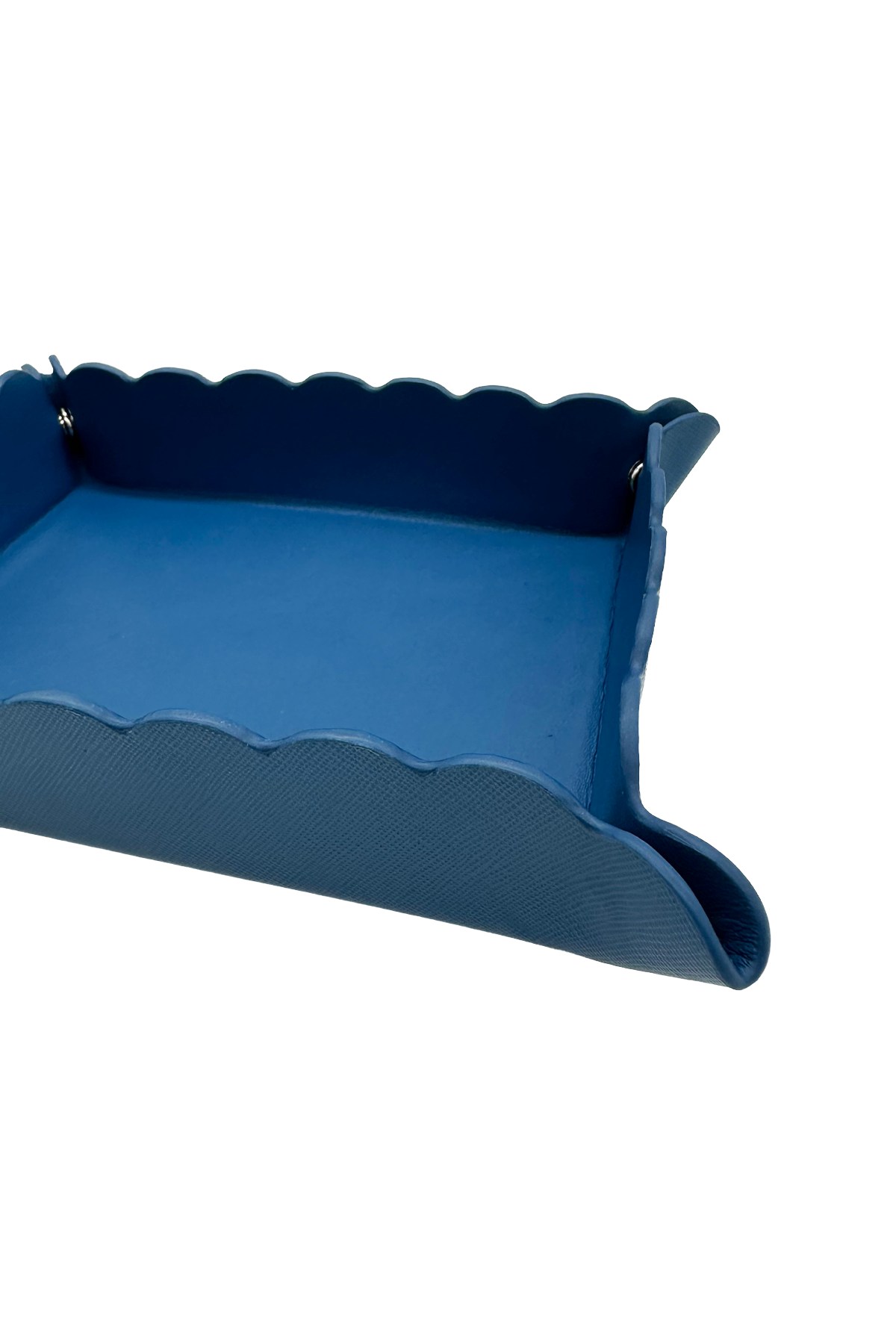 Small Scallop Leather Tray - Jeans Blue