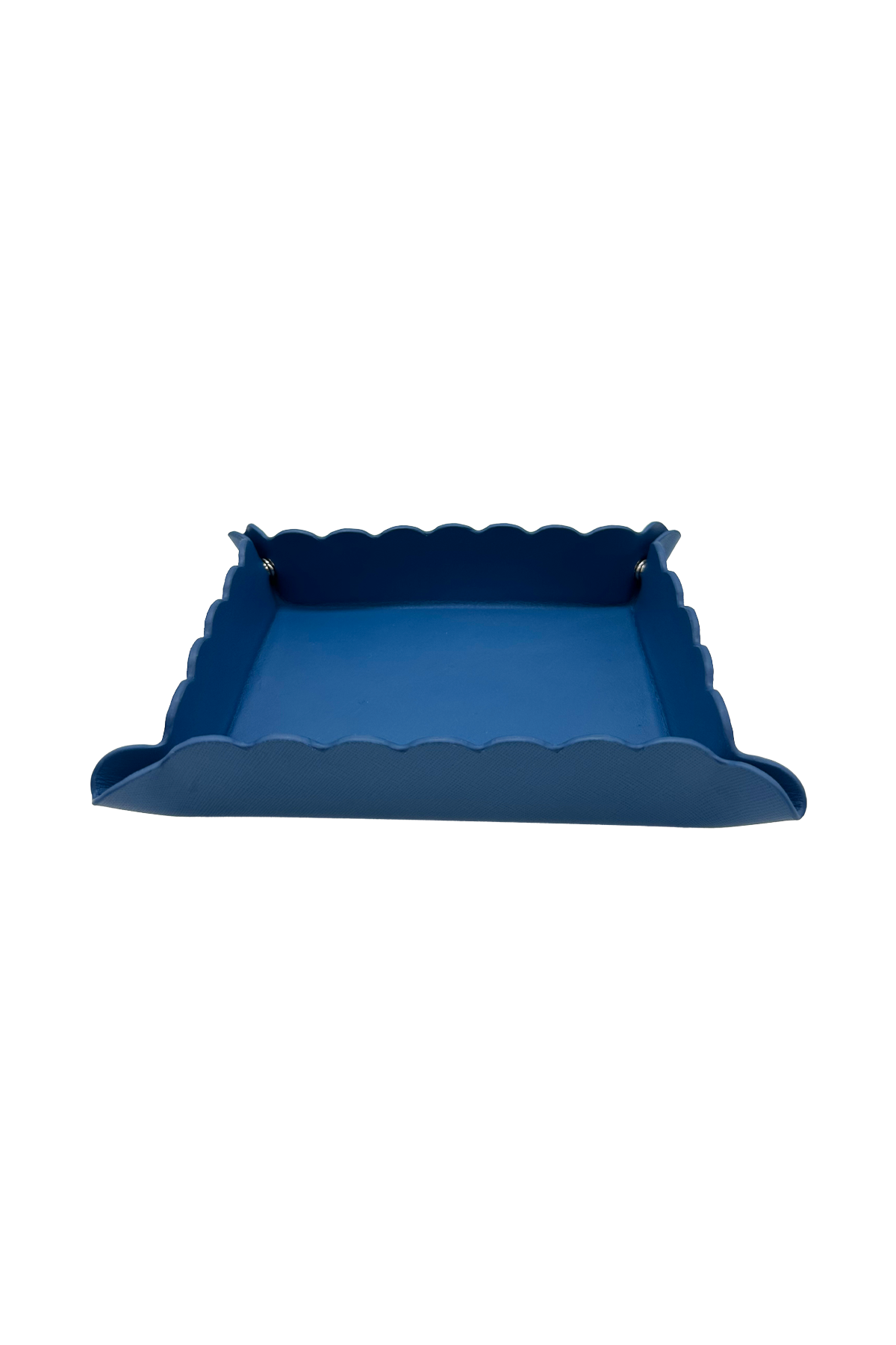 Small Scallop Leather Tray - Jeans Blue