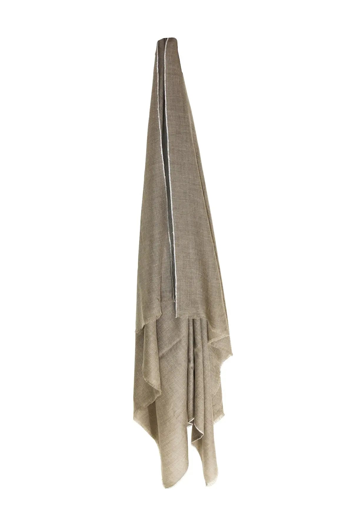 Classic Embroidered Edge Cashmere Pashmina Shawl - Natural / White Debonnaire