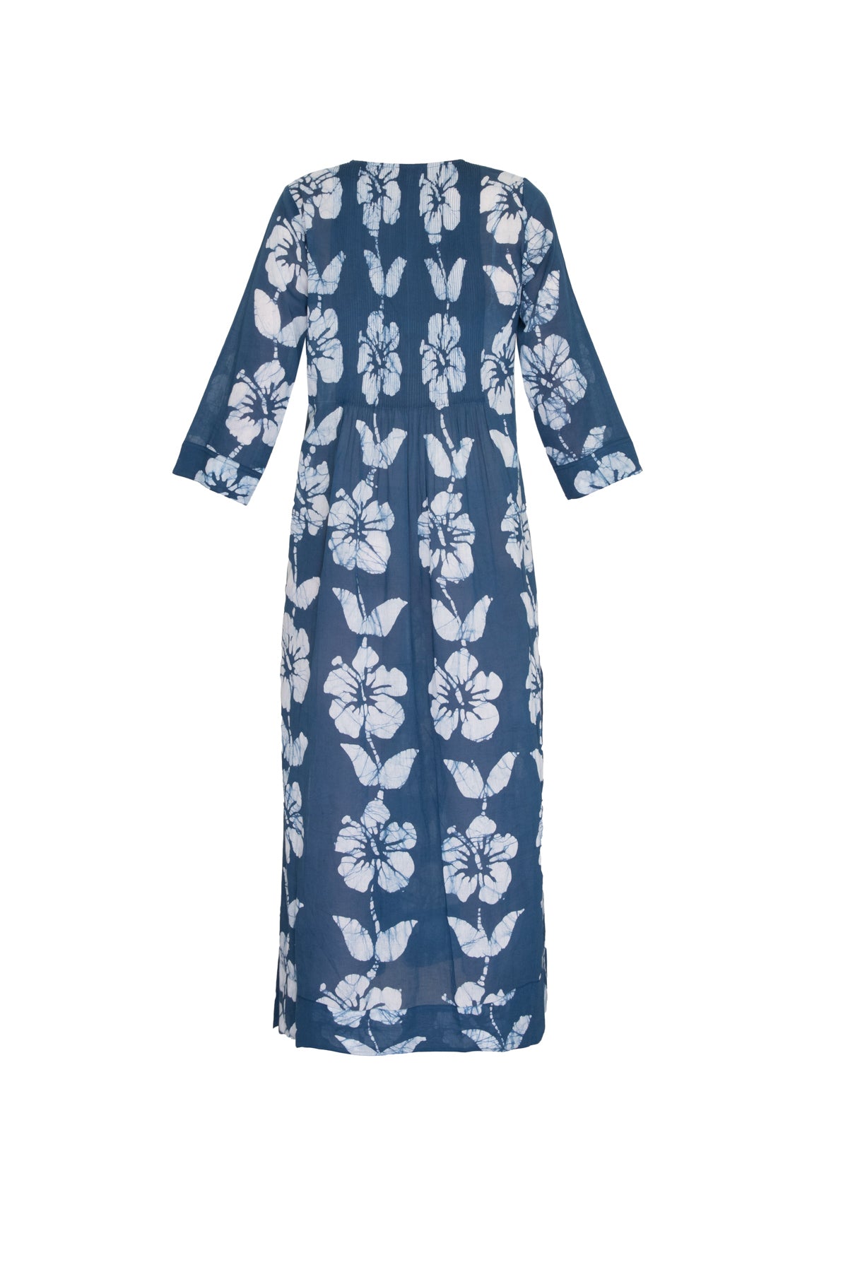 Heidi Dress - Blue Hibiscus Flower Cotton