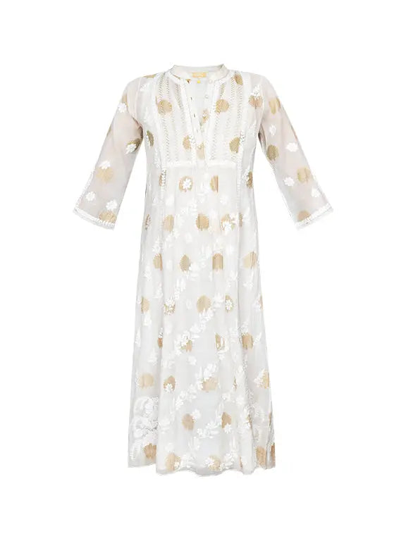 Piazza Gold Weave Dress - Ivory Ahilaya
