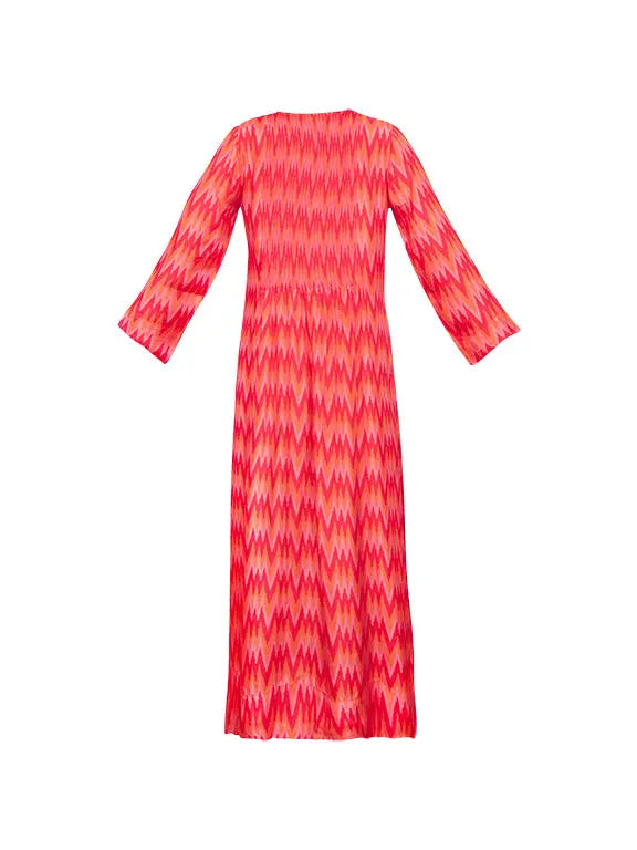 Heidi Silk Dress - Orange Ikat Kalyan