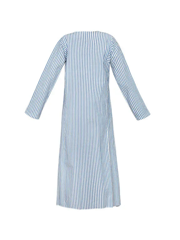 Lulu Cotton Dress - Blue Stripe Debonnaire