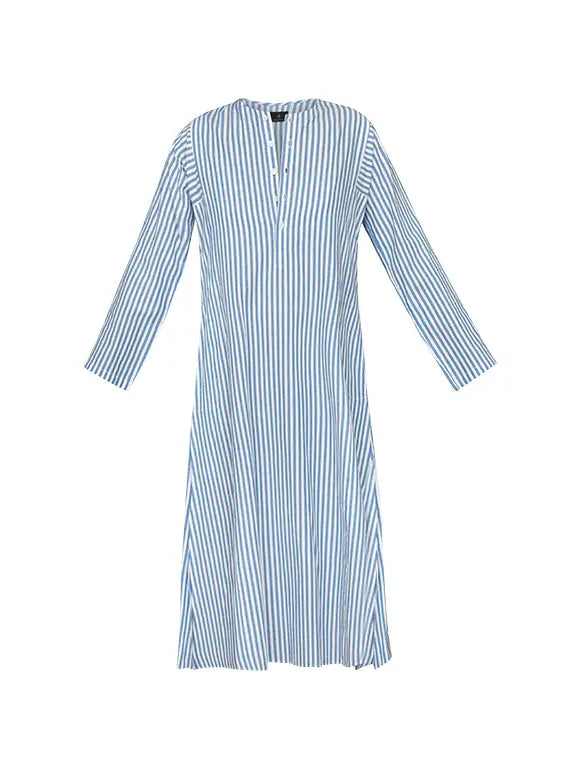Lulu Cotton Dress - Blue Stripe Debonnaire