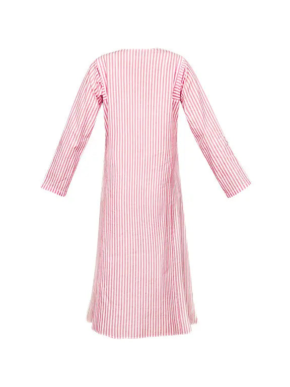 Lulu Cotton Dress - Red Stripe Debonnaire