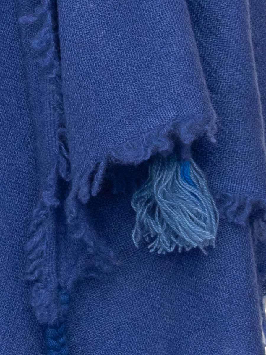 Cashmere Shawl With Tassels - Blue