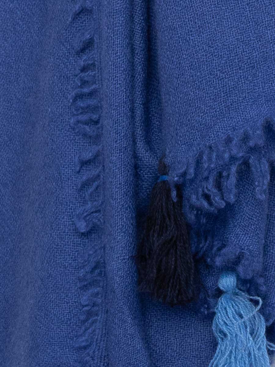 Cashmere Shawl With Tassels - Blue