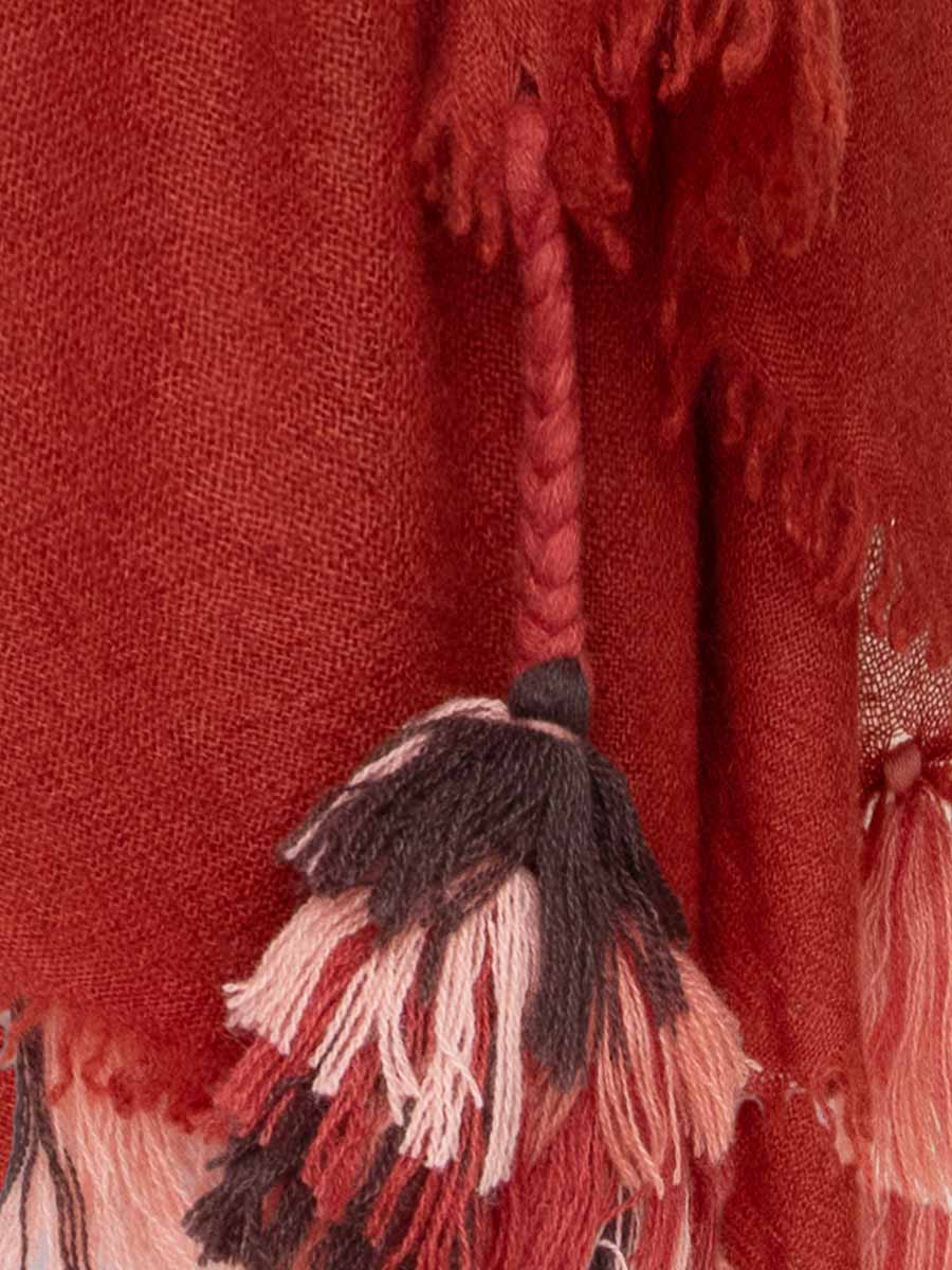 Cashmere Shawl With Tassels - Carnelian