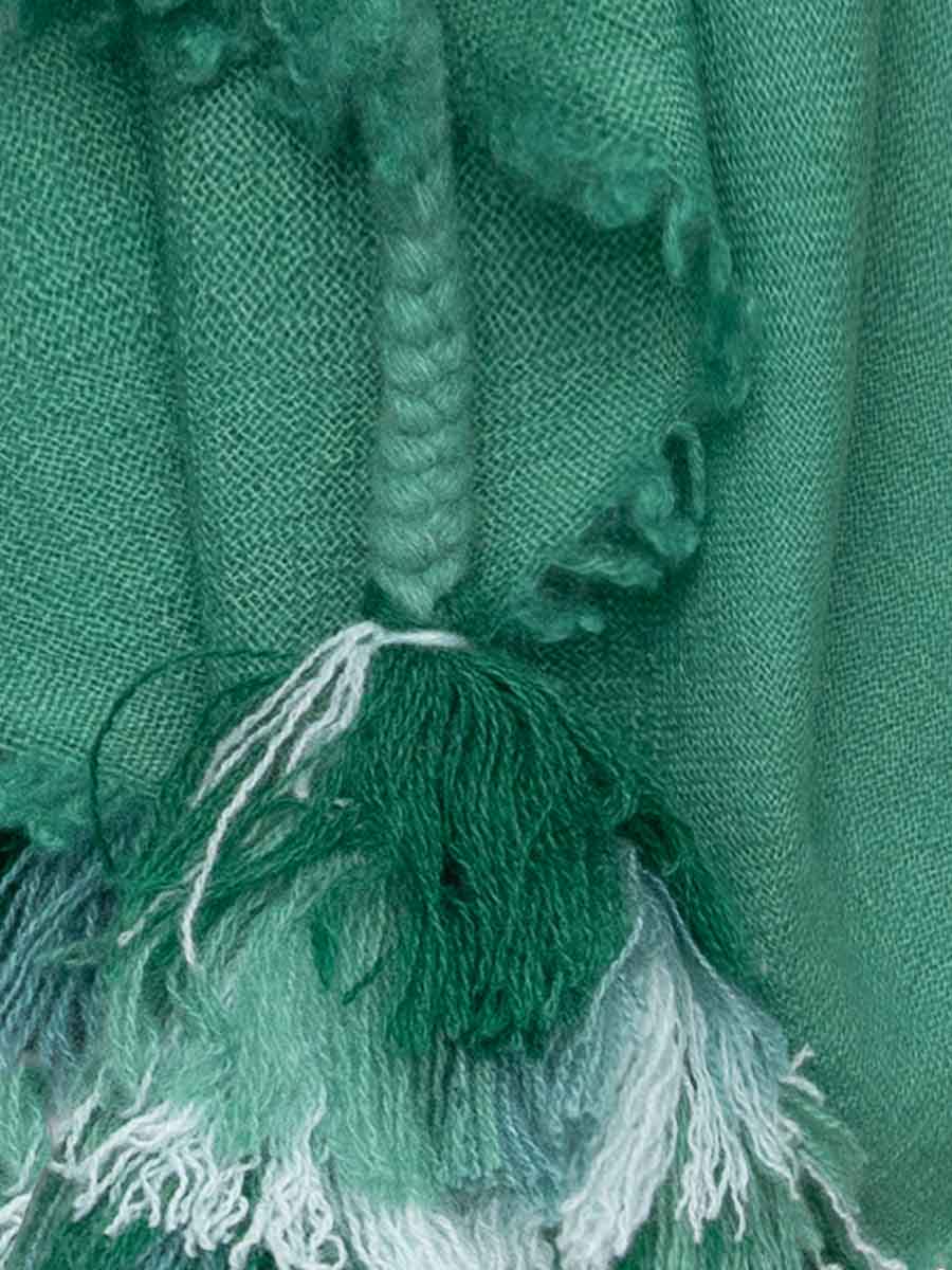 Cashmere Shawl With Tassels - Bottle Green