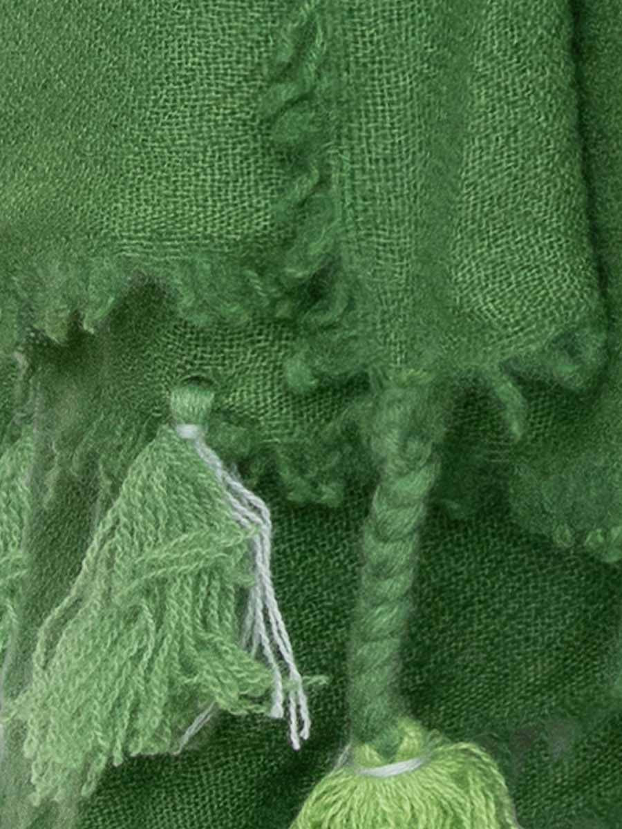 Cashmere Shawl With Tassels - Forest Green