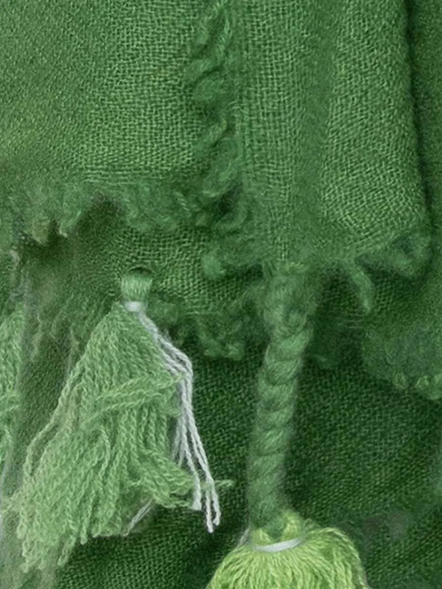 Cashmere Shawl With Tassels - Forest Green The Holy Goat
