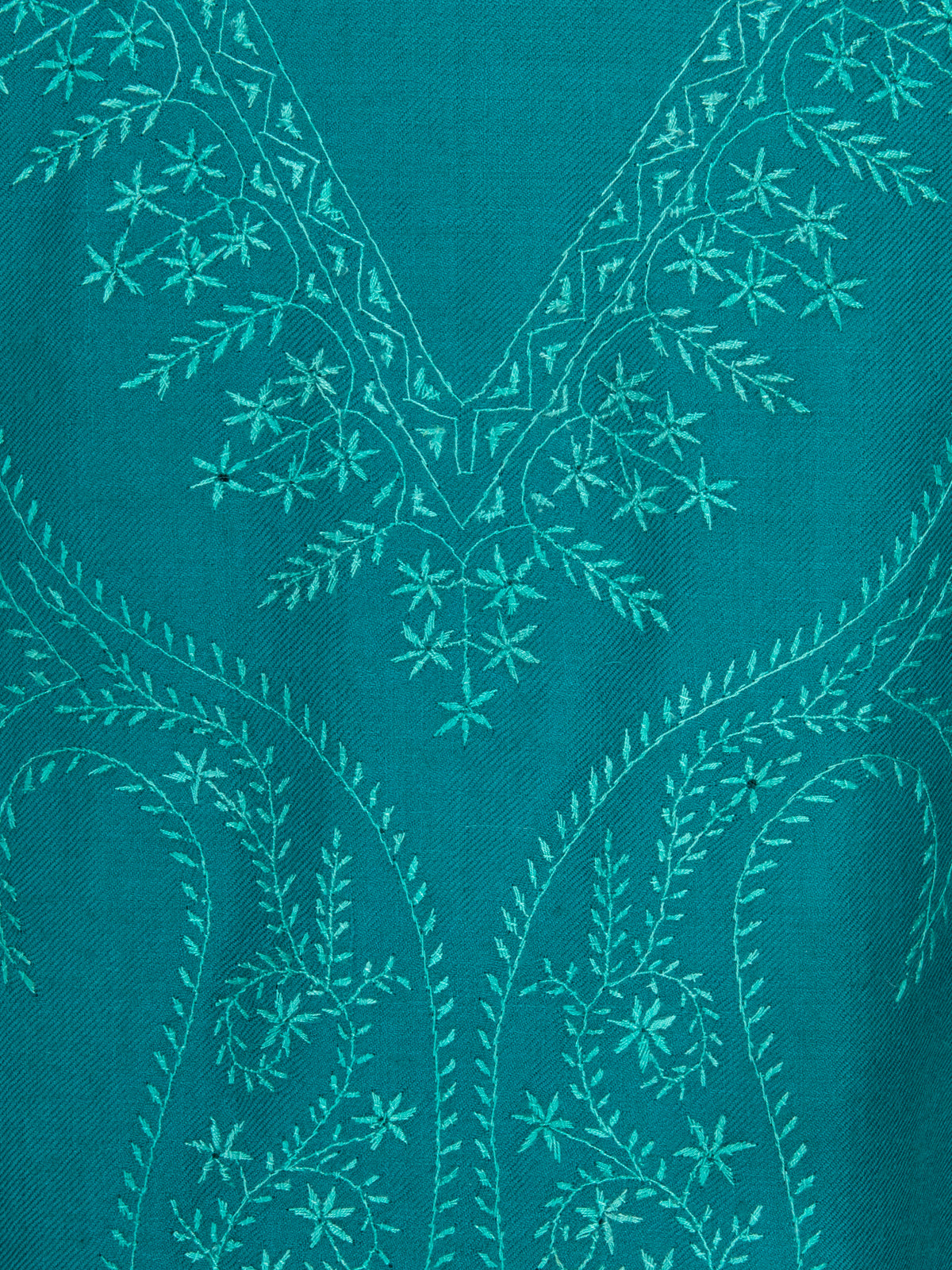 Hand Embroidered Cashmere Dressing Gown - Green on Green