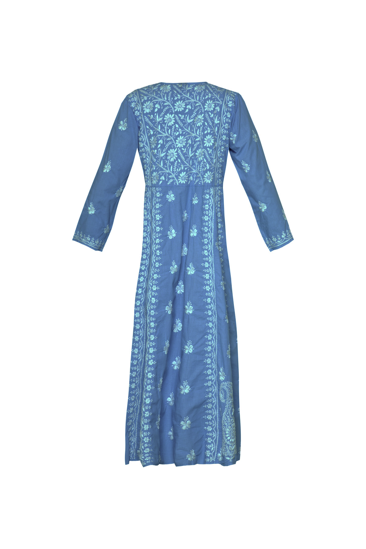 Cotton Embroidered Dress - Ocean Blue