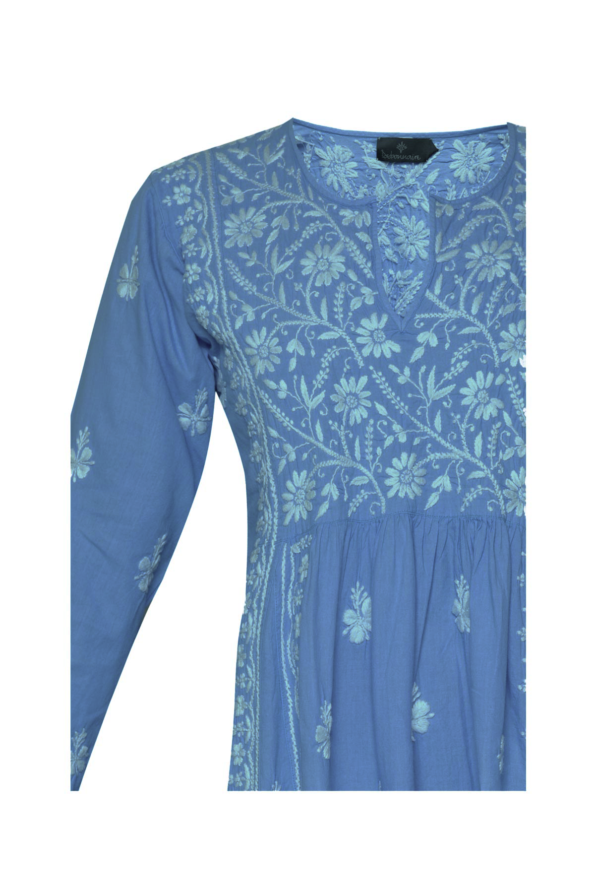 Cotton Embroidered Dress - Ocean Blue