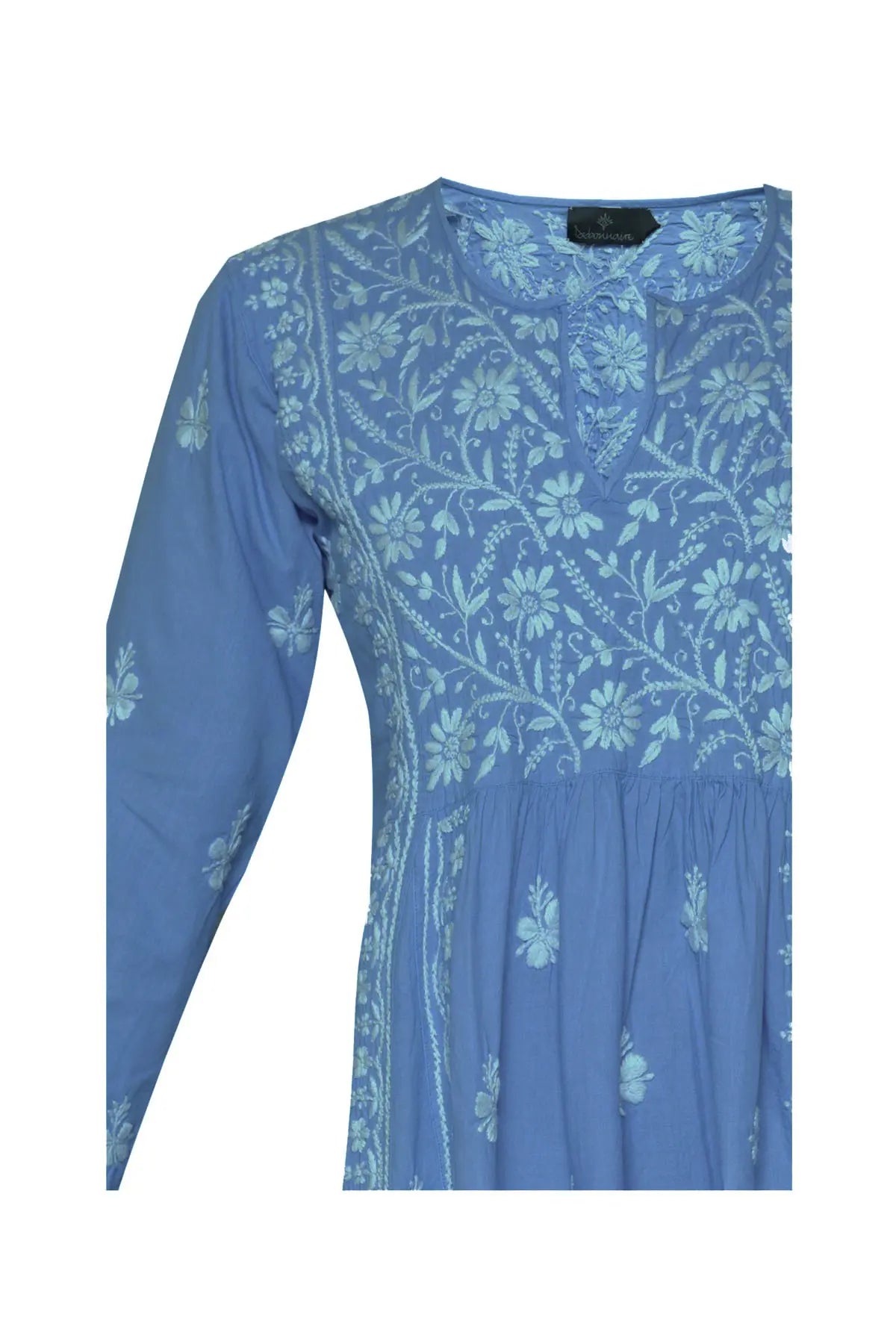Cotton Embroidered Dress - Ocean Blue Debonnaire
