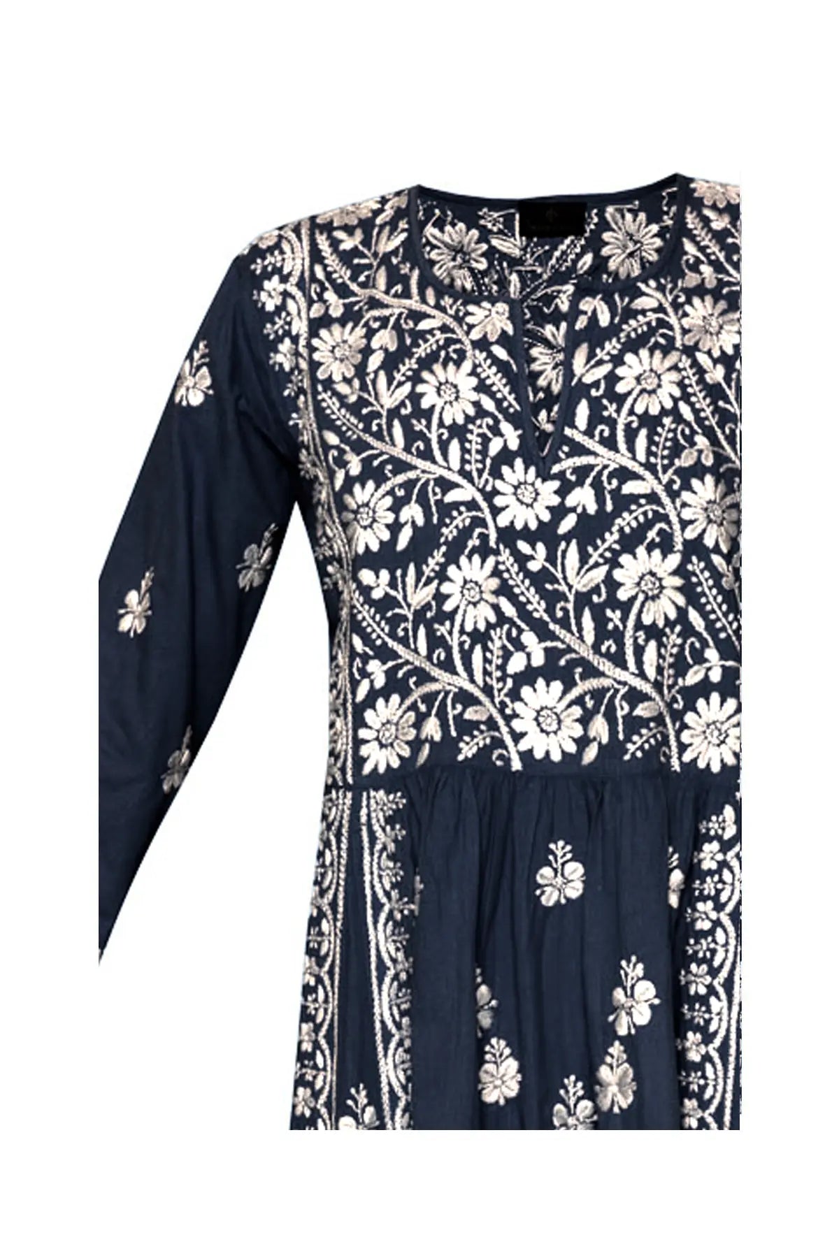 Cotton Embroidered Dress - Indigo Debonnaire
