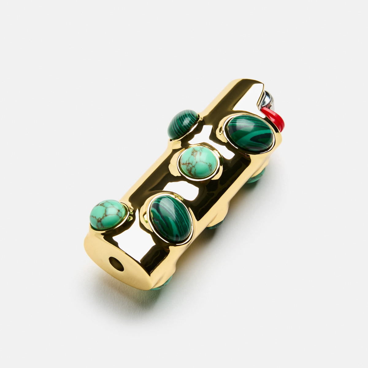 Edie Parker Stoned Lighter Case in Malachite, detail