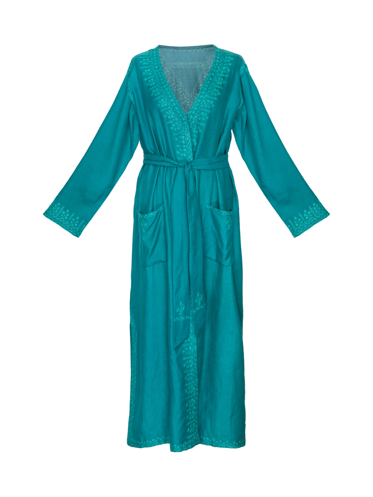 Embroidered Cashmere Dressing Gown