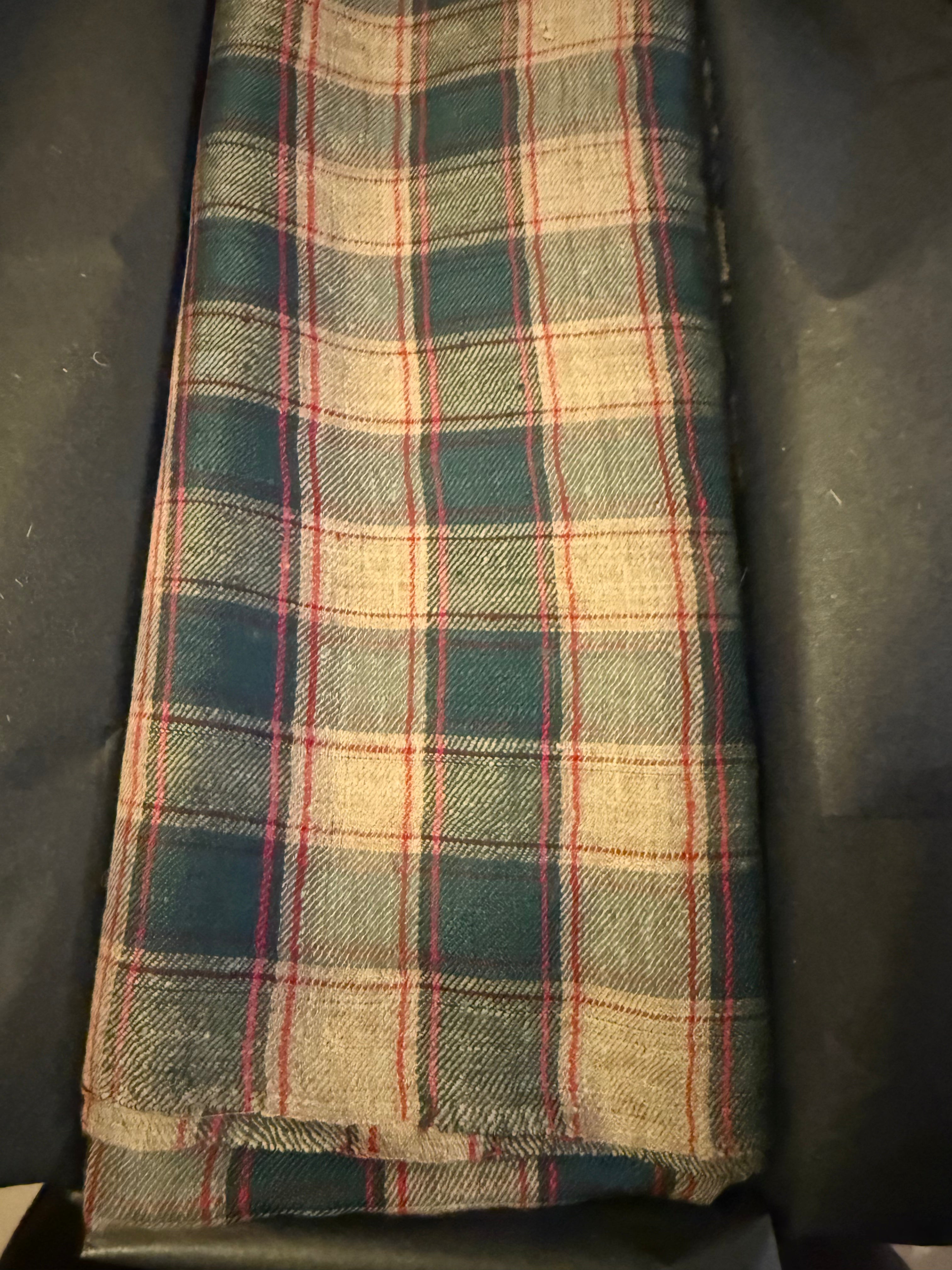 Blue Check - Natural & Red