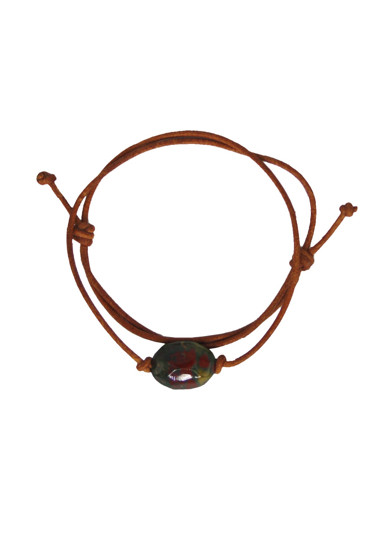 Men's Stone Leather Bracelet- Bloodstone