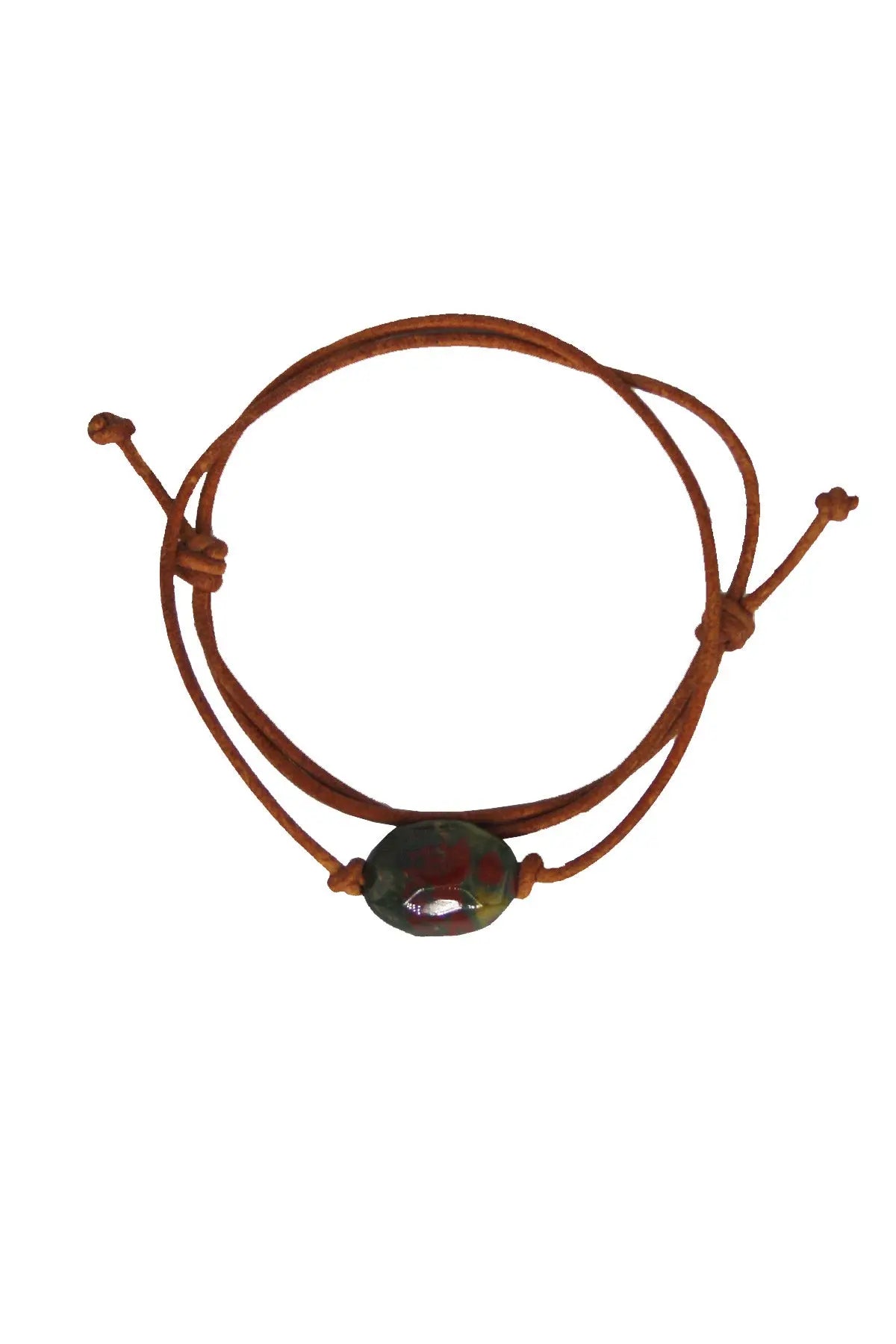 Men's Stone Leather Bracelet- Bloodstone Prince Dimitri