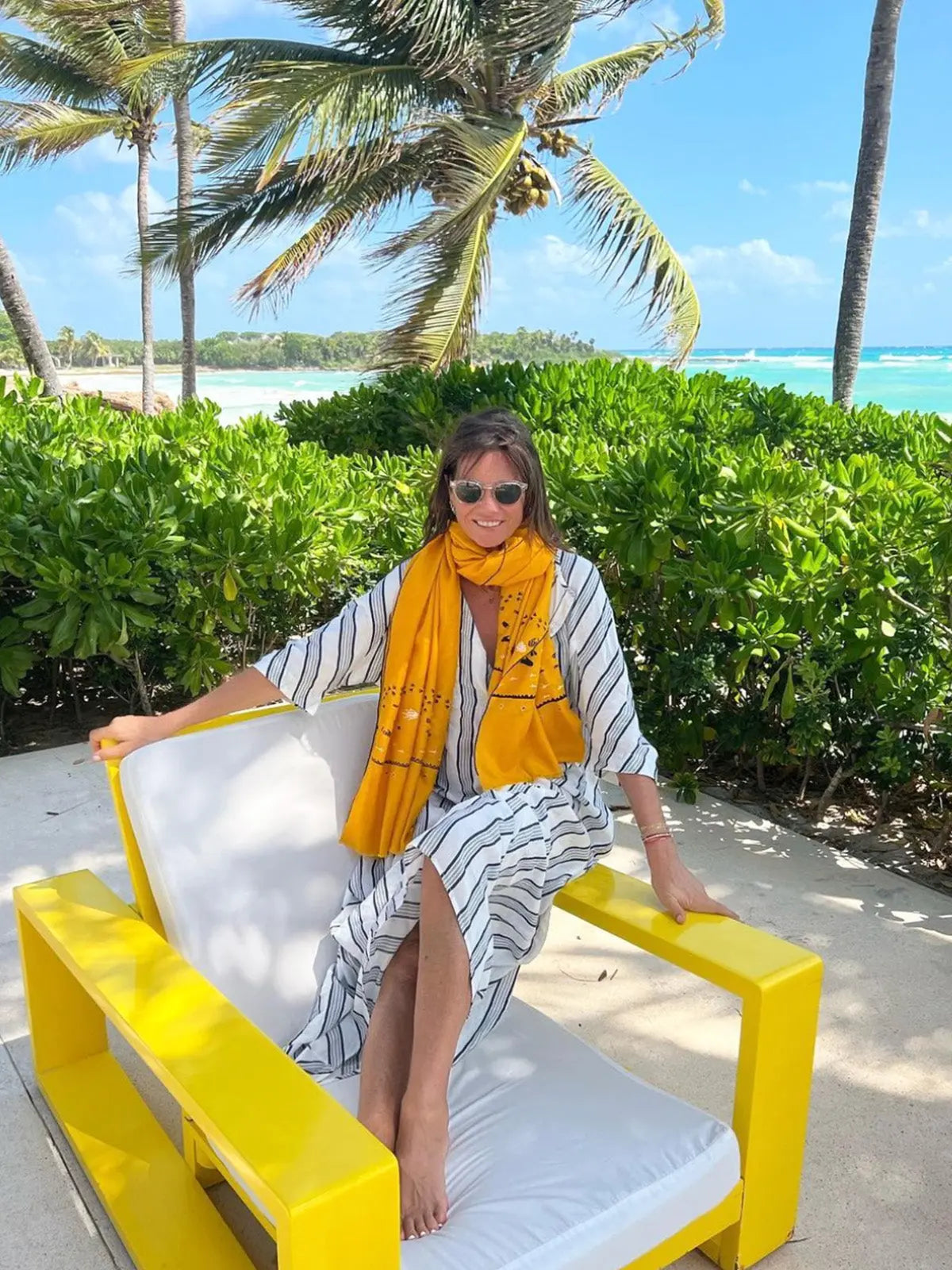 Lita Cotton Striped Kaftan - Multi Black Stripe Debonnaire
