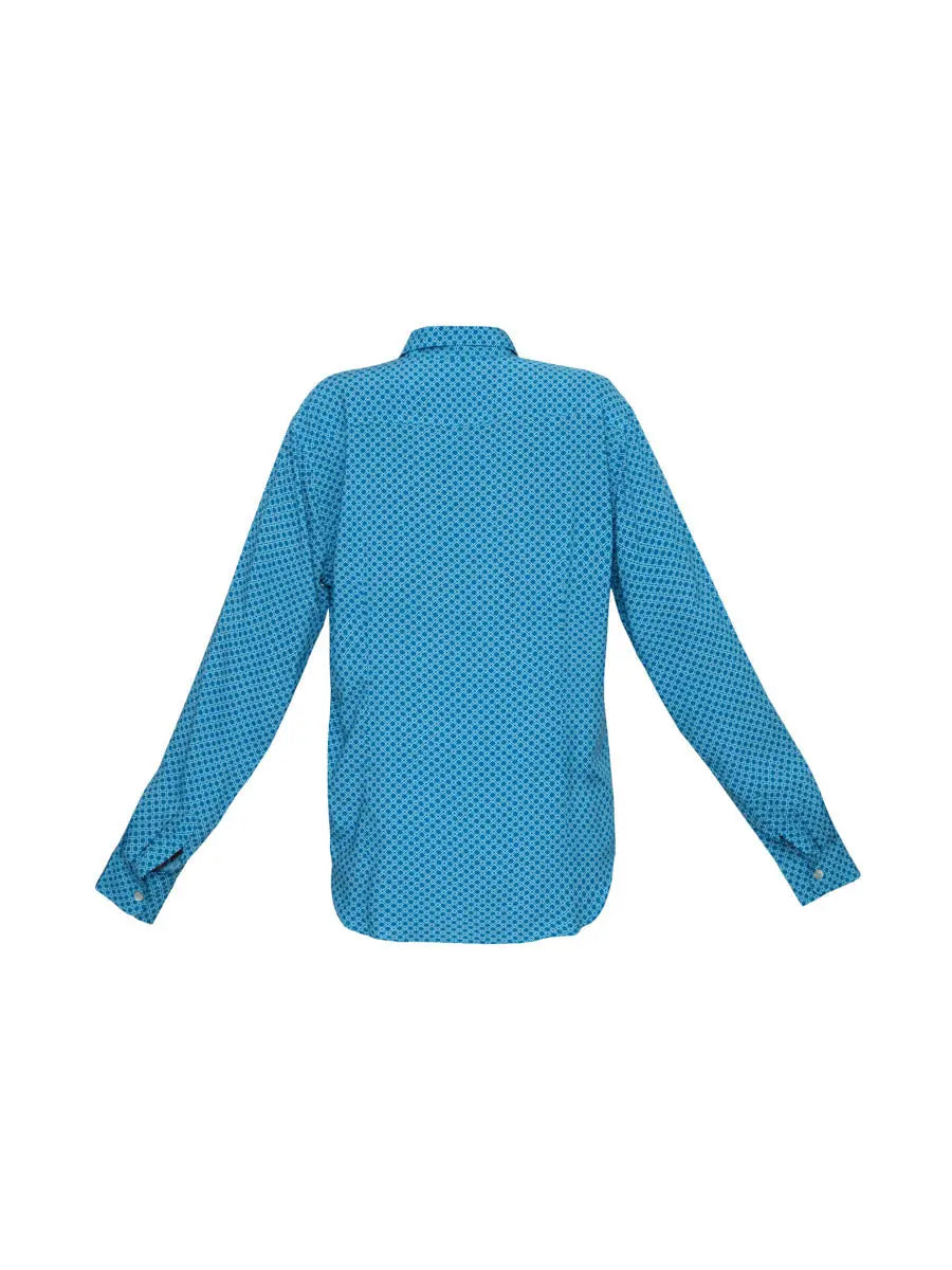 Moroccan Printed Shirt - Blue Norya Ayron