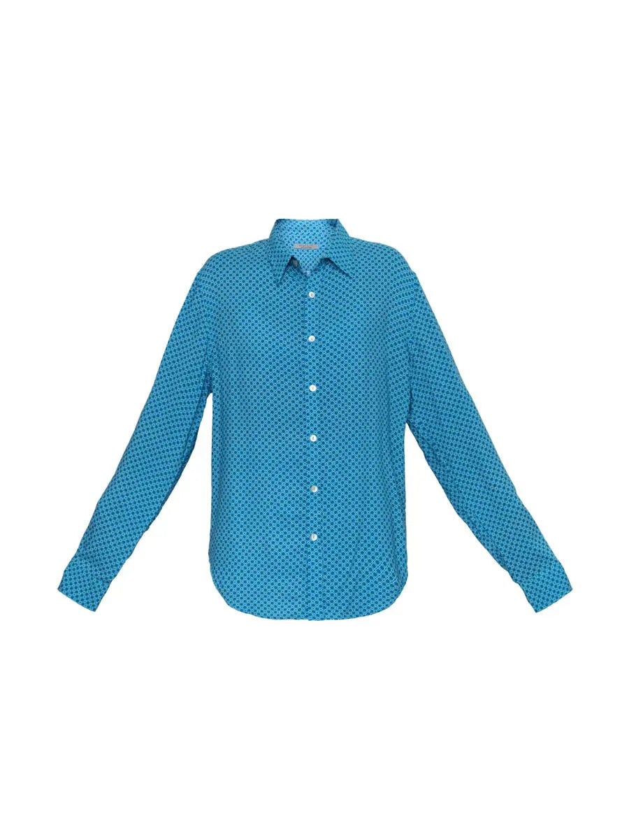 Moroccan Printed Shirt - Blue Norya Ayron