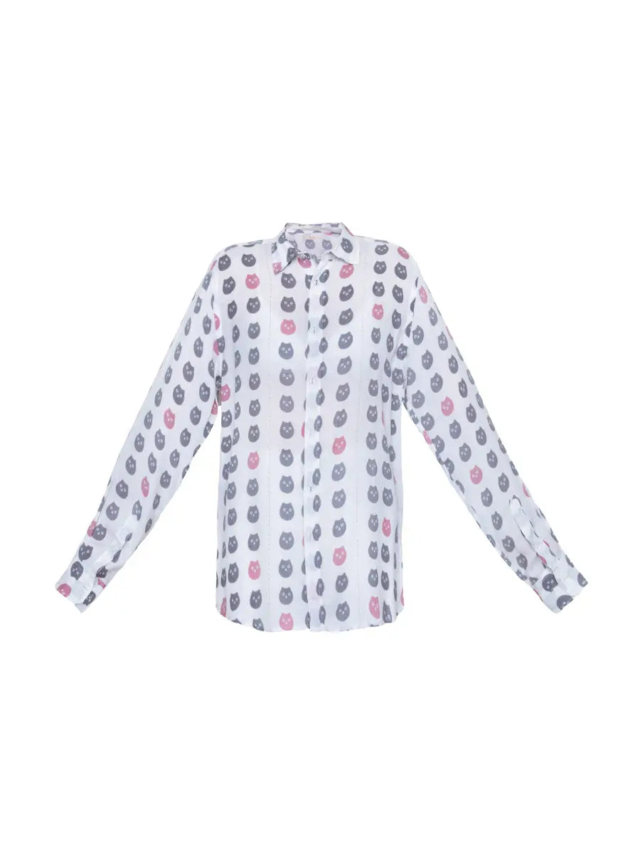 Men's Printed Shirt - Cat Print Morv