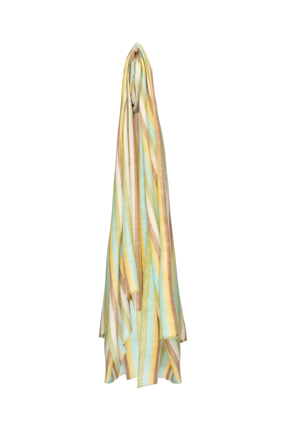 Multi Stripe Pashmina Shawl - Brown, Yellow, Blue, Green Debonnaire
