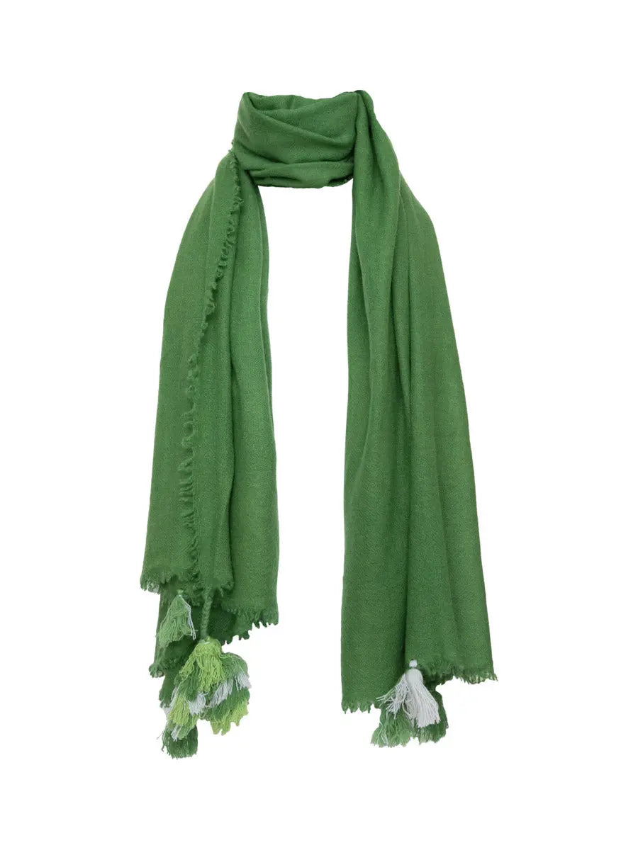 Cashmere Shawl With Tassels - Forest Green The Holy Goat