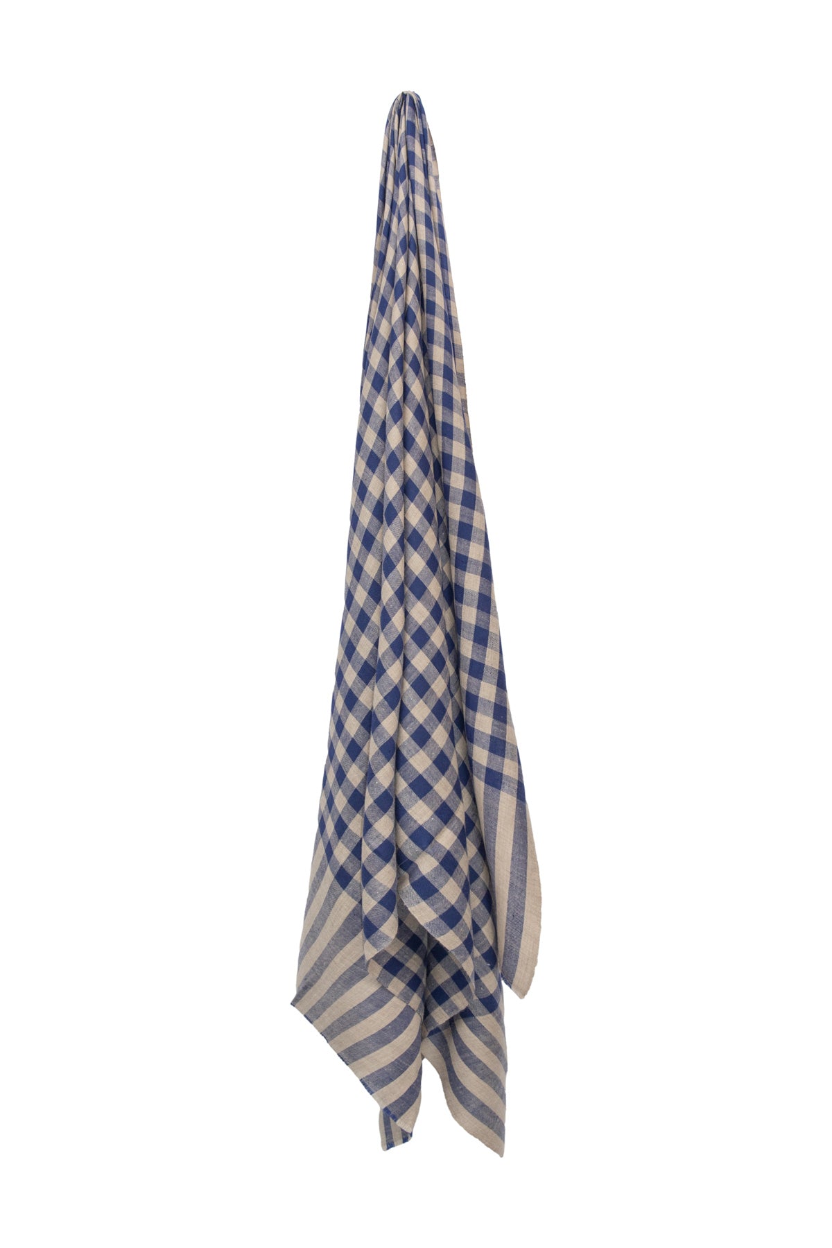 Pashmina Shawl - Navy & Natural Gingham