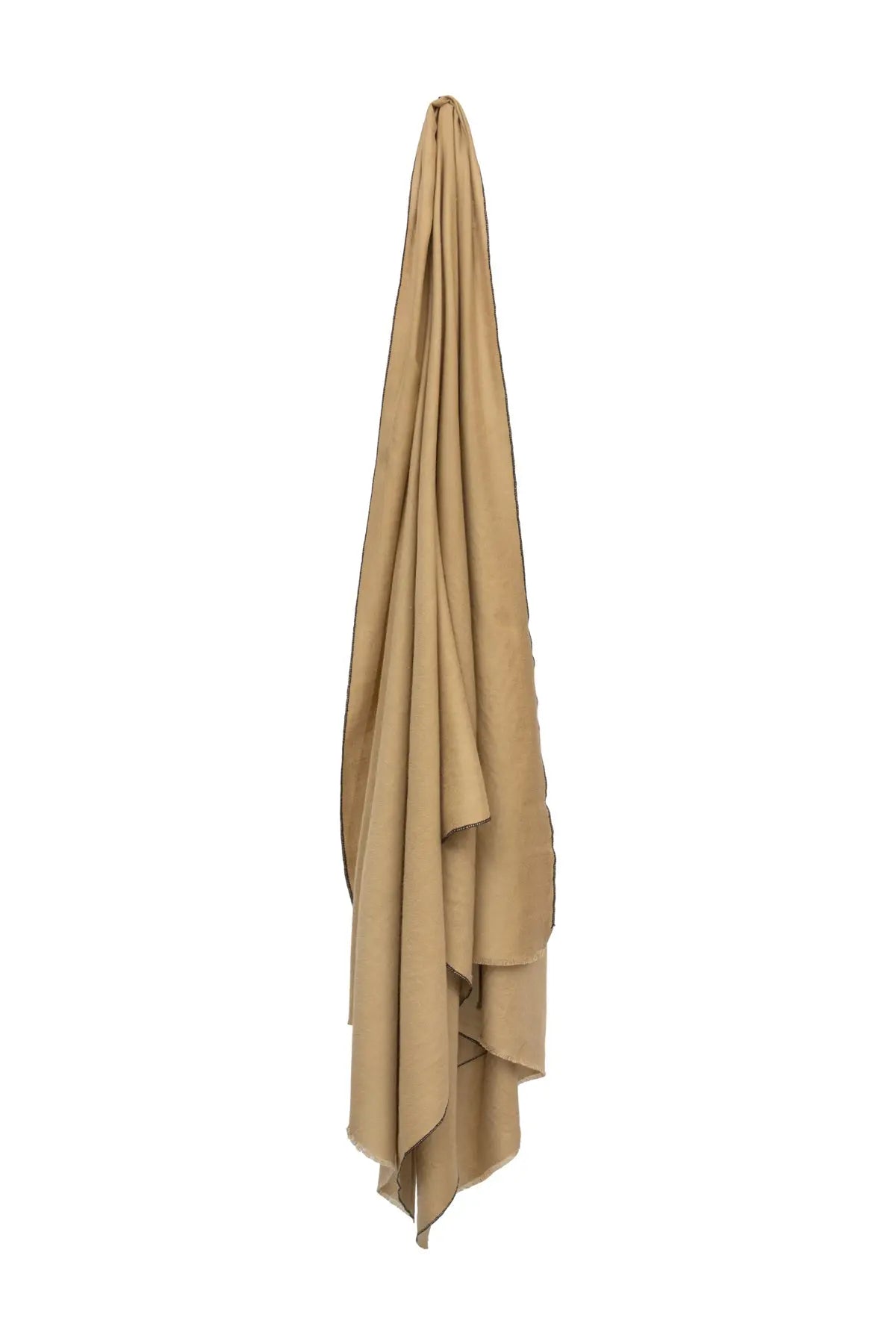Classic Embroidered Edge Cashmere Pashmina Shawl - Natural / Black Debonnaire