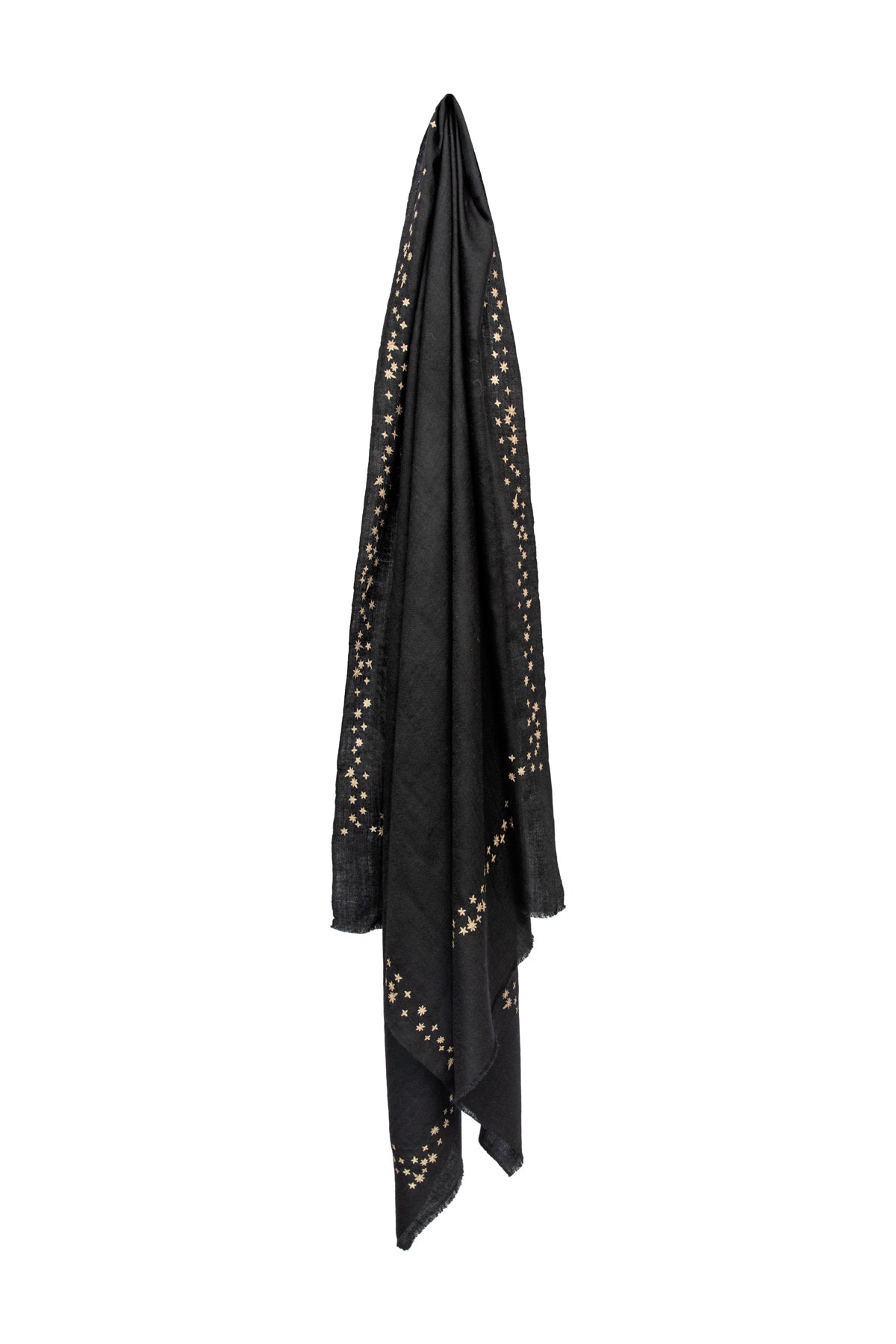 Vintage Metallic Stars Embroidered Pashmina Shawl