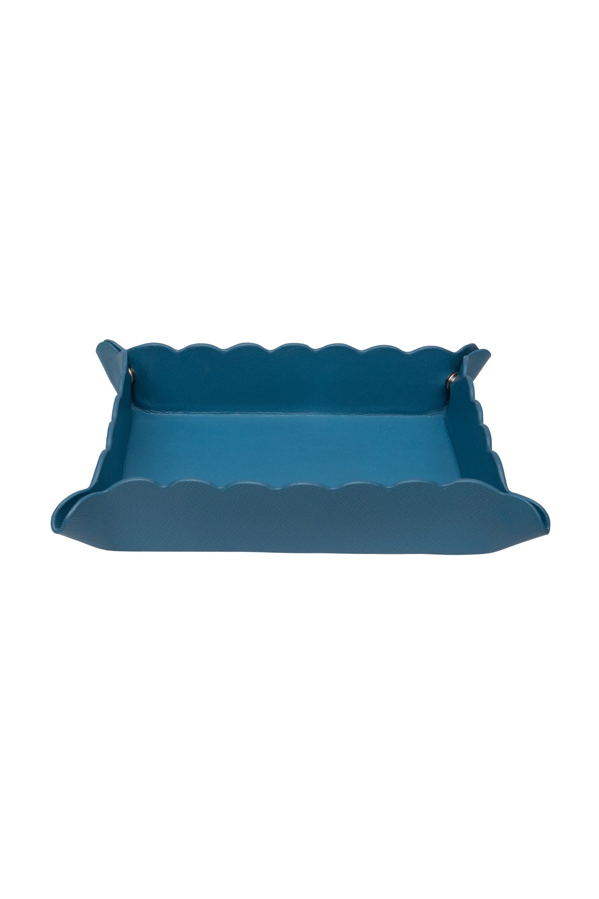 Small Scallop Leather Tray - Jeans Blue