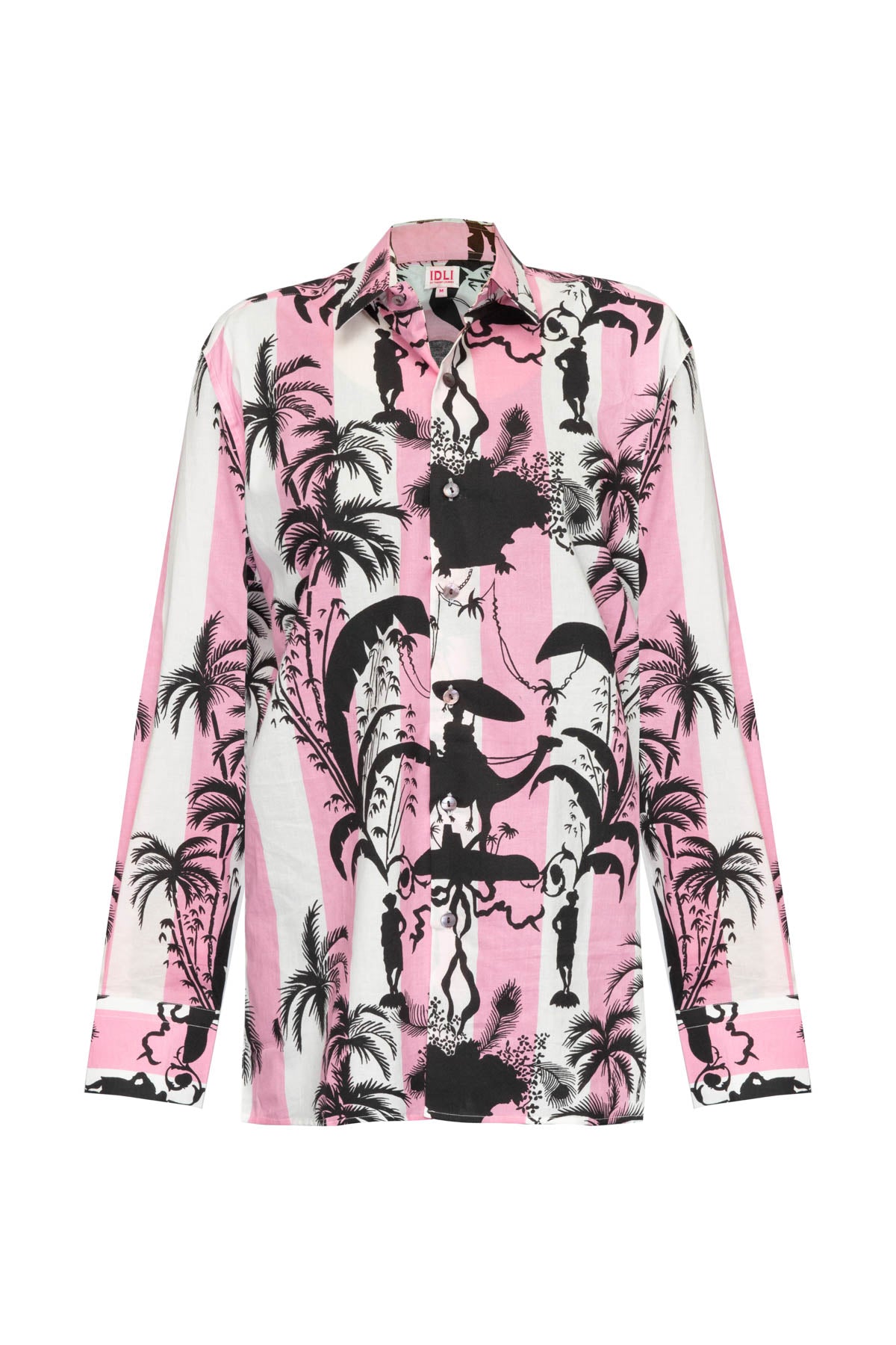 Men's Shirt - Pink Stripe Black Camel Print