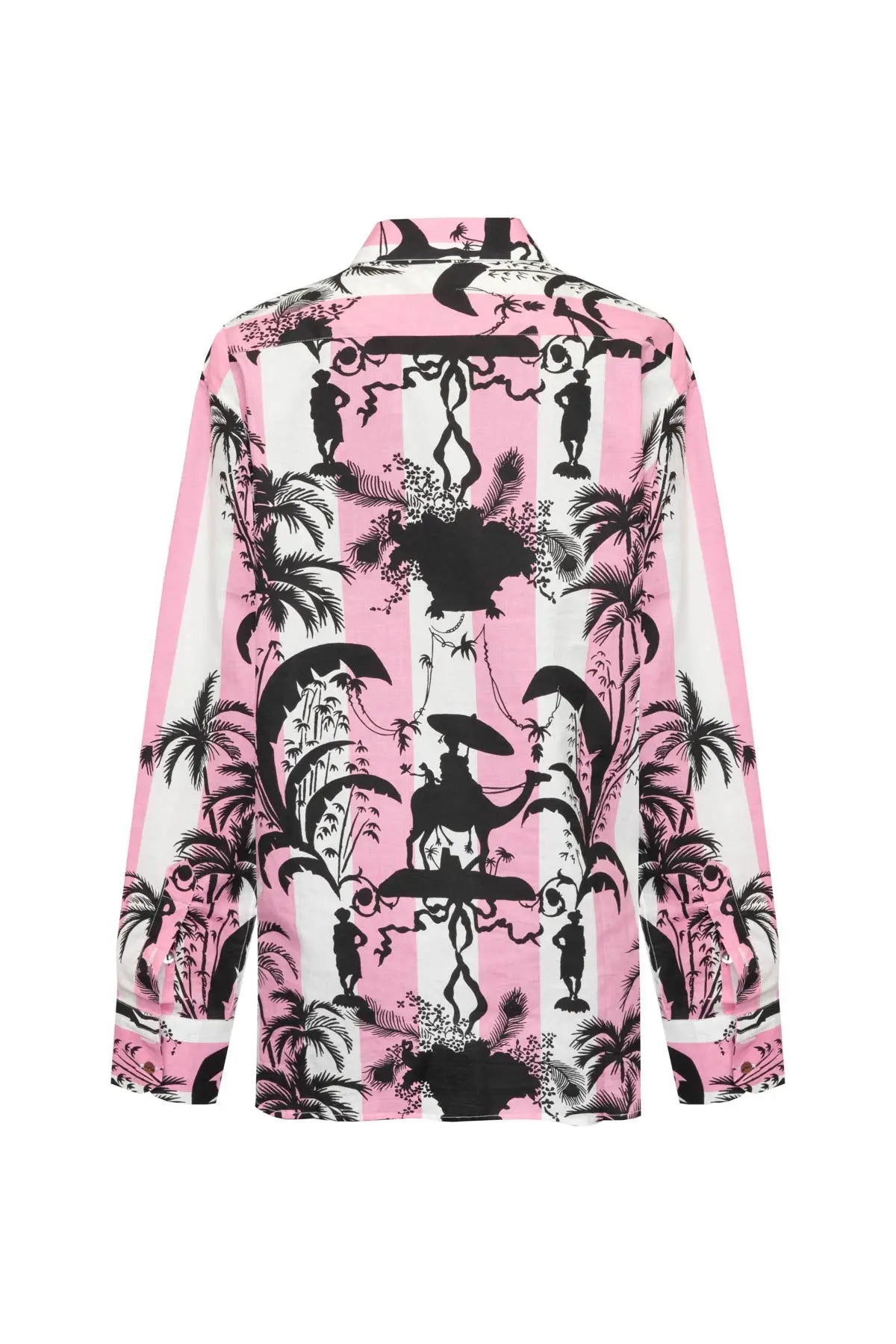 Men's Shirt - Pink Stripe Black Camel Print IDLI