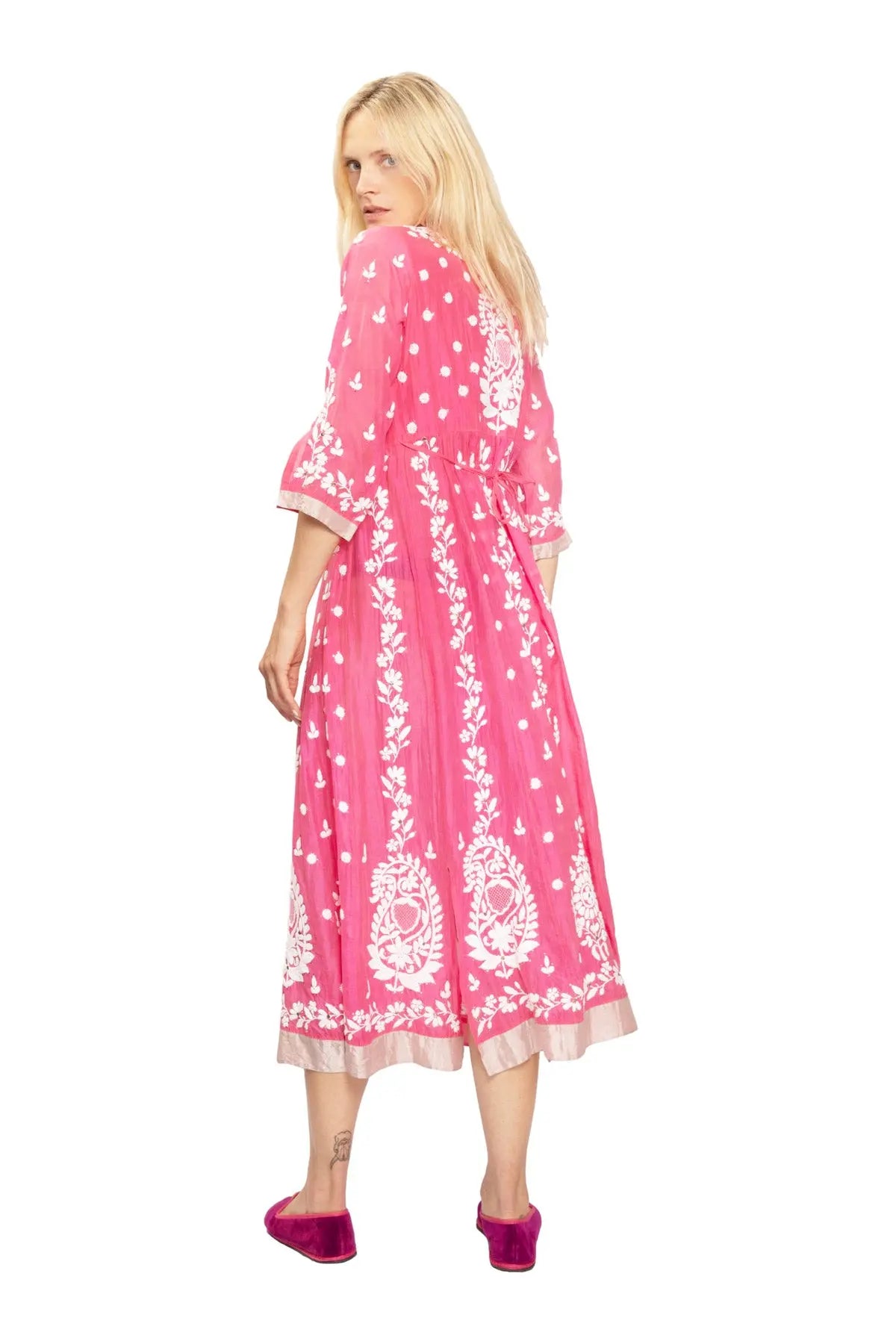 Embroidered Floral Dress - Pink Ahilaya
