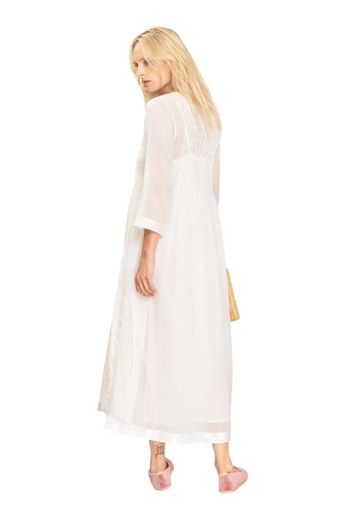 Datex Cotton Dress - White Kalyan