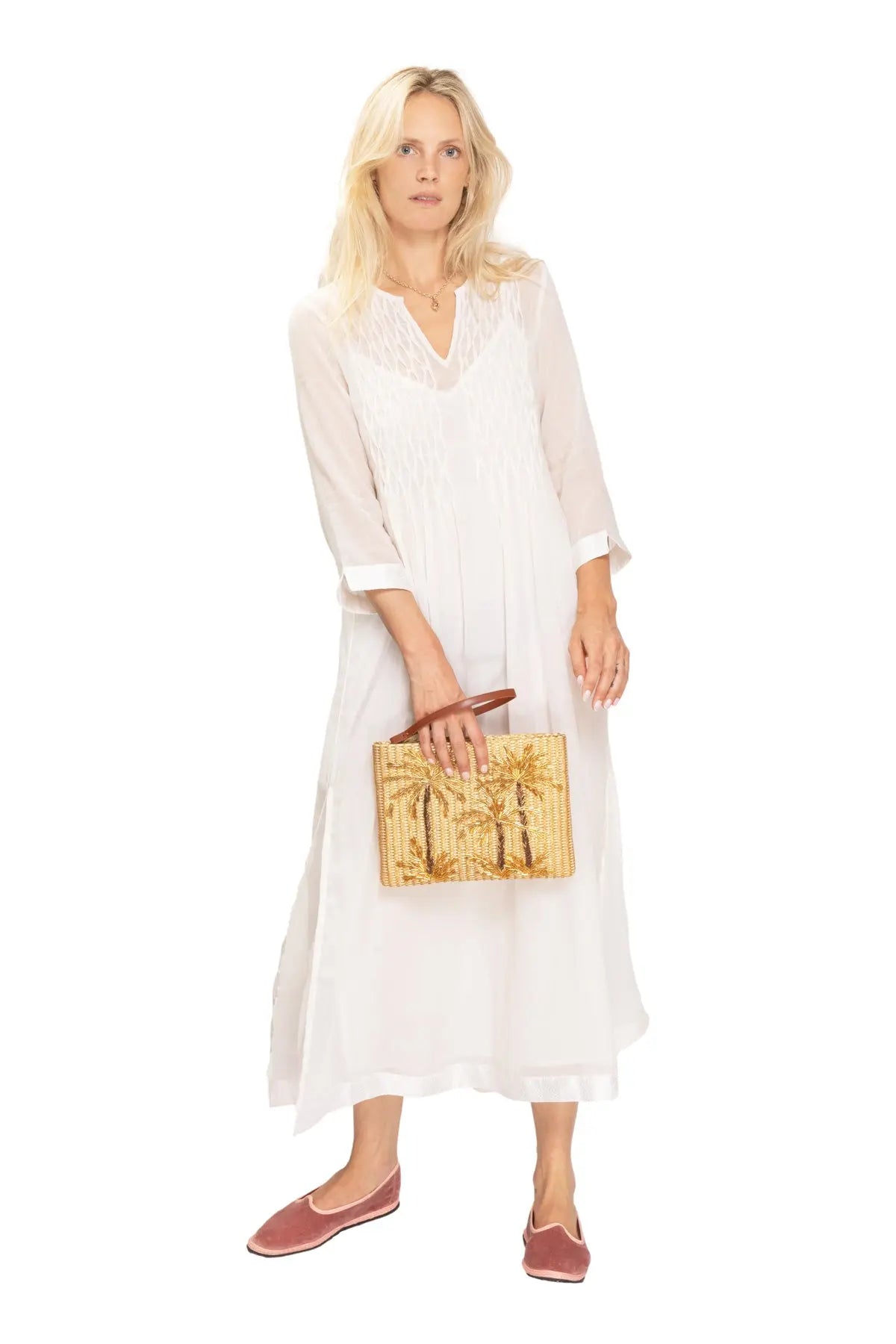 Datex Cotton Dress - White Kalyan