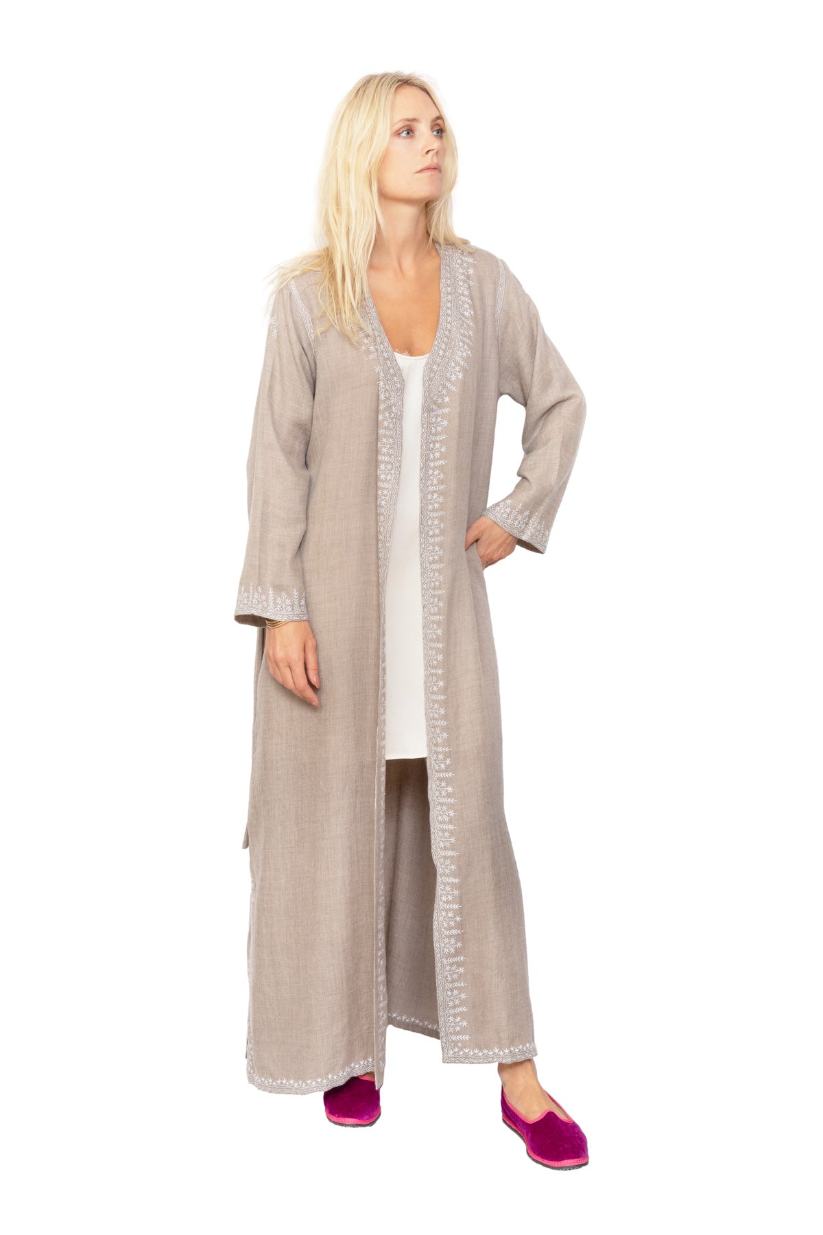 Hand Embroidered Cashmere Dressing Gown