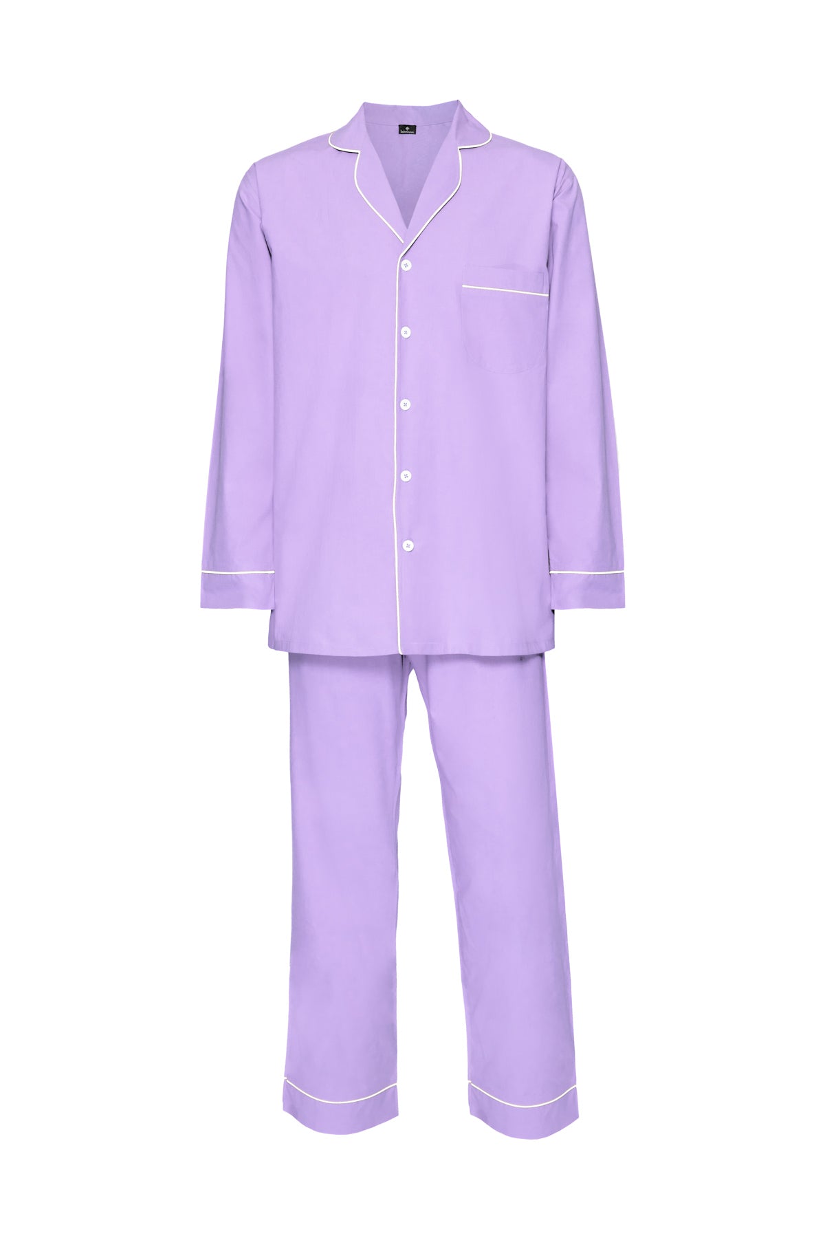 Women's Cotton Pyjamas - Purple & White Piping