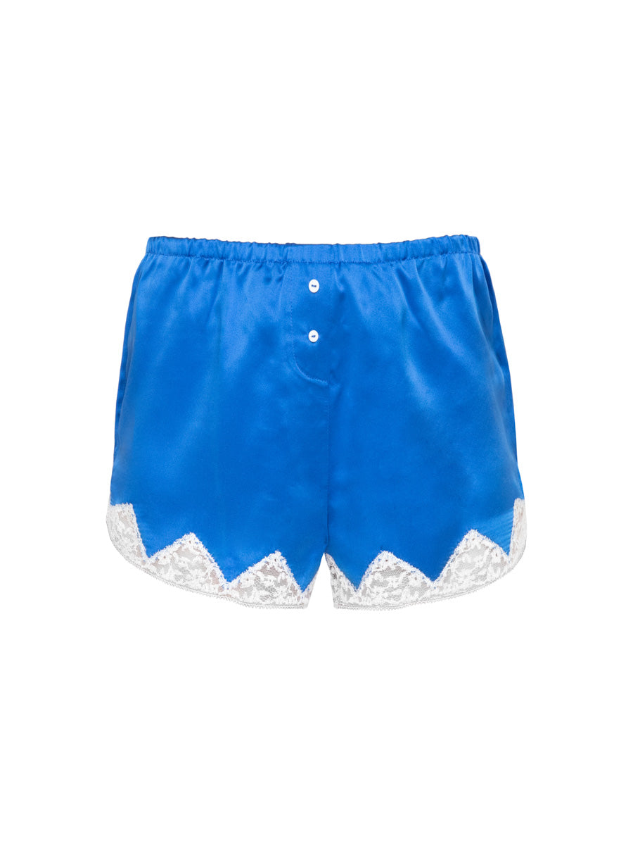 Blue Lace and Silk PJ Shorts