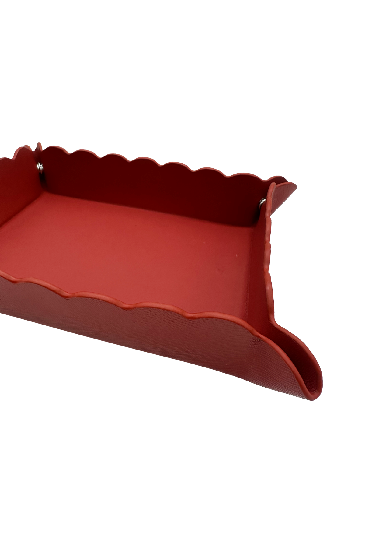 Small Scallop Leather Tray - Red