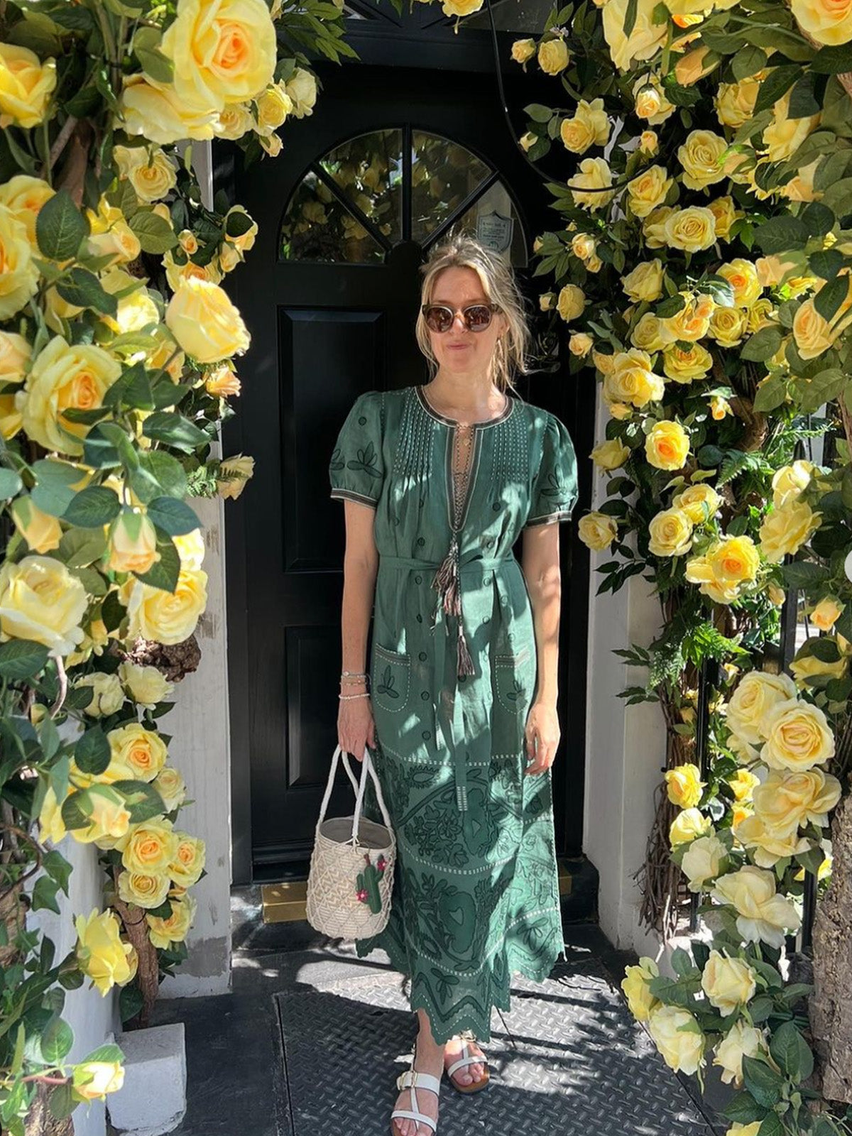 Rushka Embroidered Dress - Green