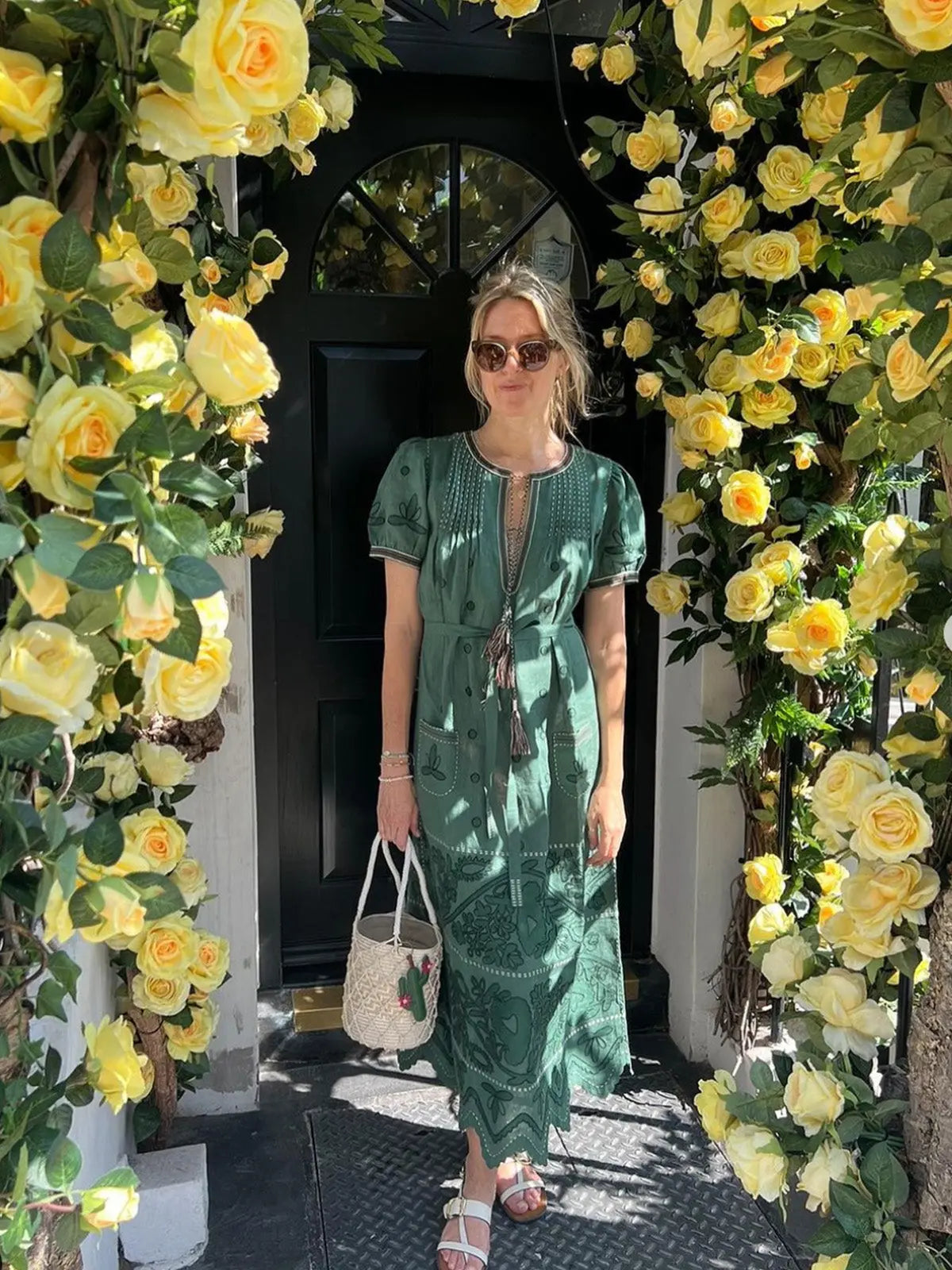 Rushka Embroidered Dress - Green Vita Kin