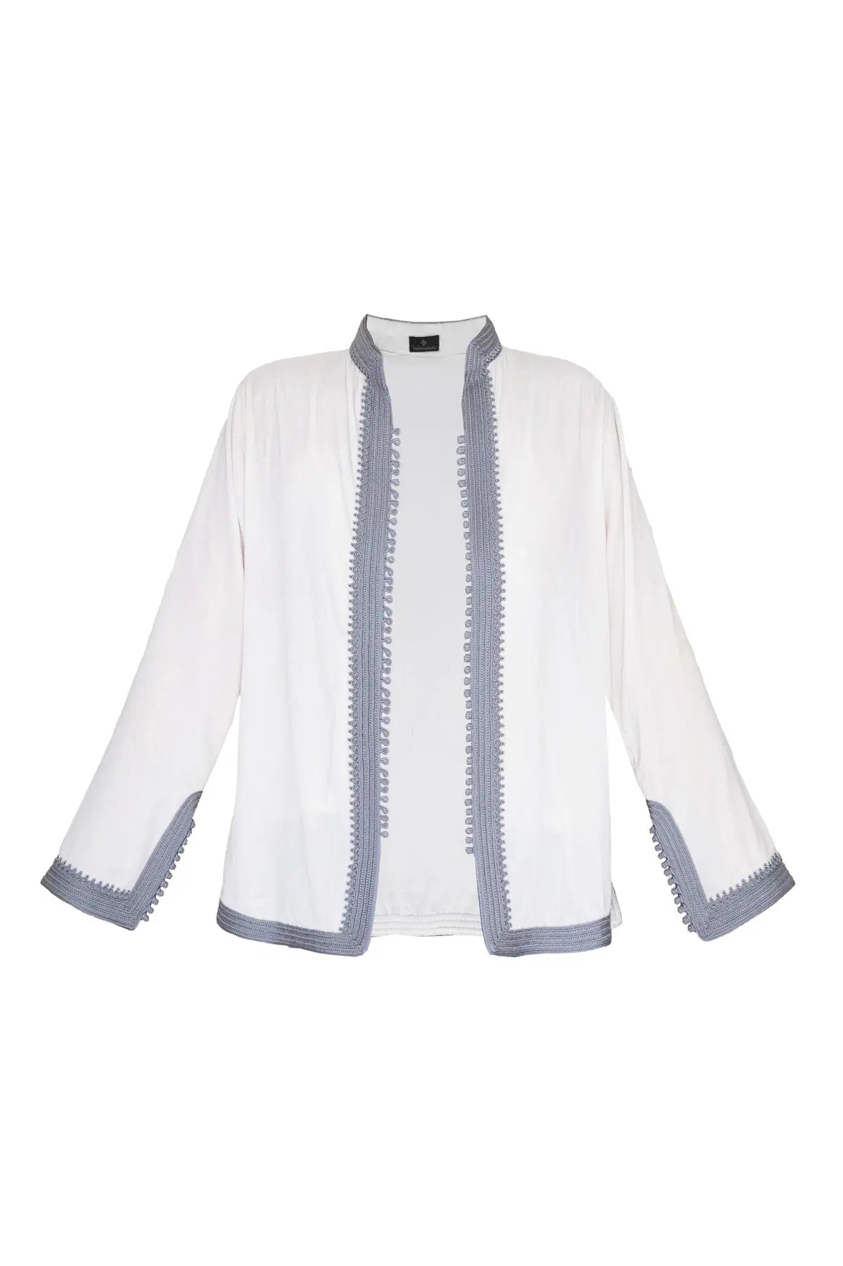 Women's Moroccan Velvet Jacket - White & Grey Aya