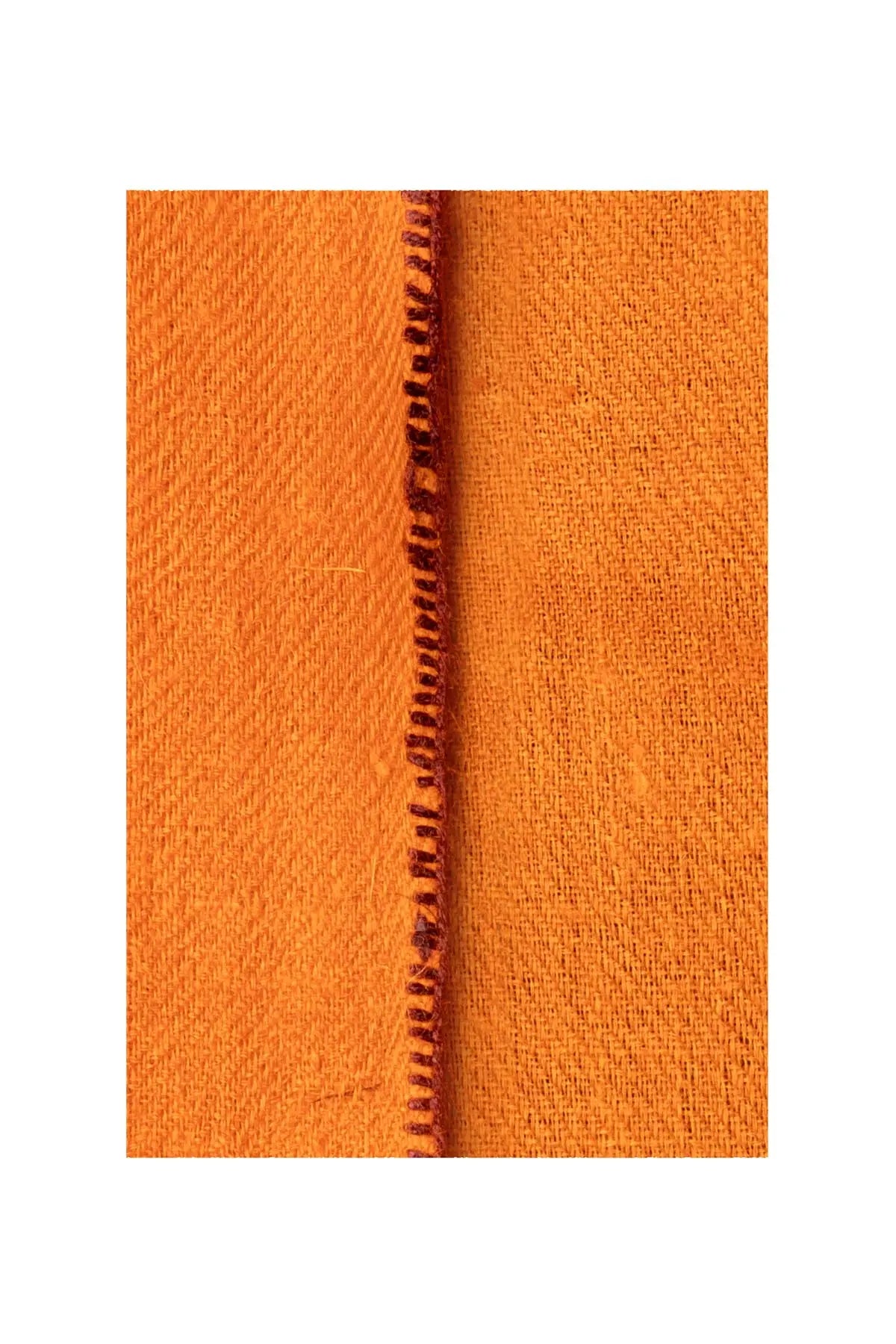 Classic Embroidered Edge Cashmere Pashmina Shawl - Orange Debonnaire